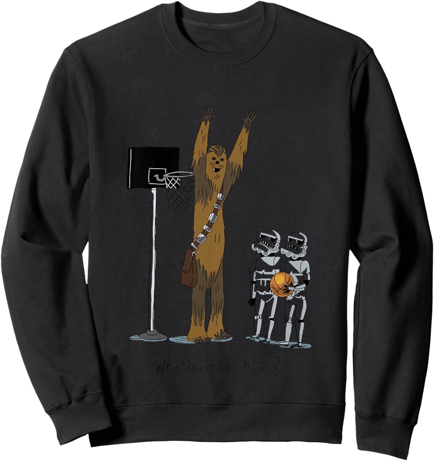 Kids Star Wars Classic Chewbacca Basketball Who Invited Him? Sweatshirt - Sweatshirt | Black