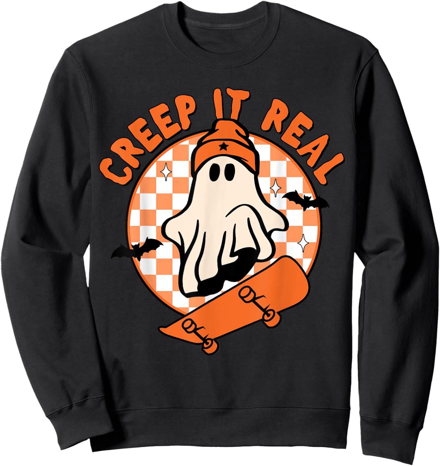 Vintage Retro Halloween Creep It Real Ghost Boy Fall Season Sweatshirt - Sweatshirt | Black