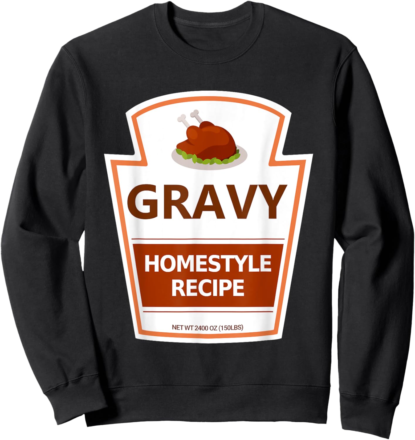Lazy Costume Thanksgiving Gravy Jar Sweatshirt - Sweatshirt | Black