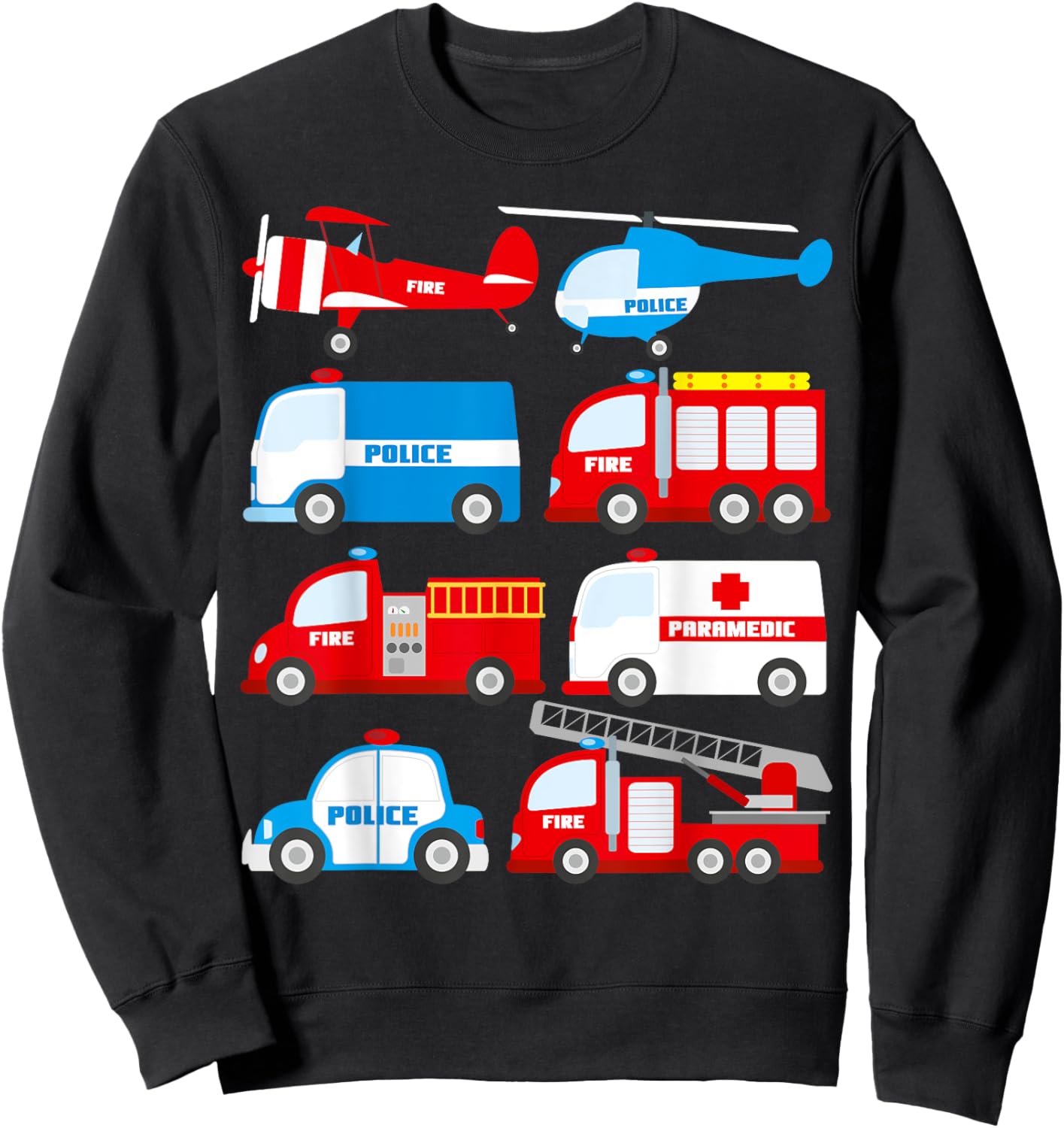 Emergency Vehicles Birthday Ambulance Fire Truck Firefighter Sweatshirt - Sweatshirt | Black