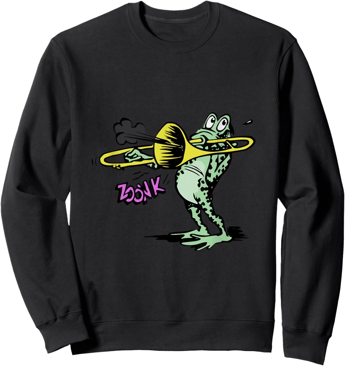 Frog Playing Trombone Sweatshirt - Sweatshirt | Black