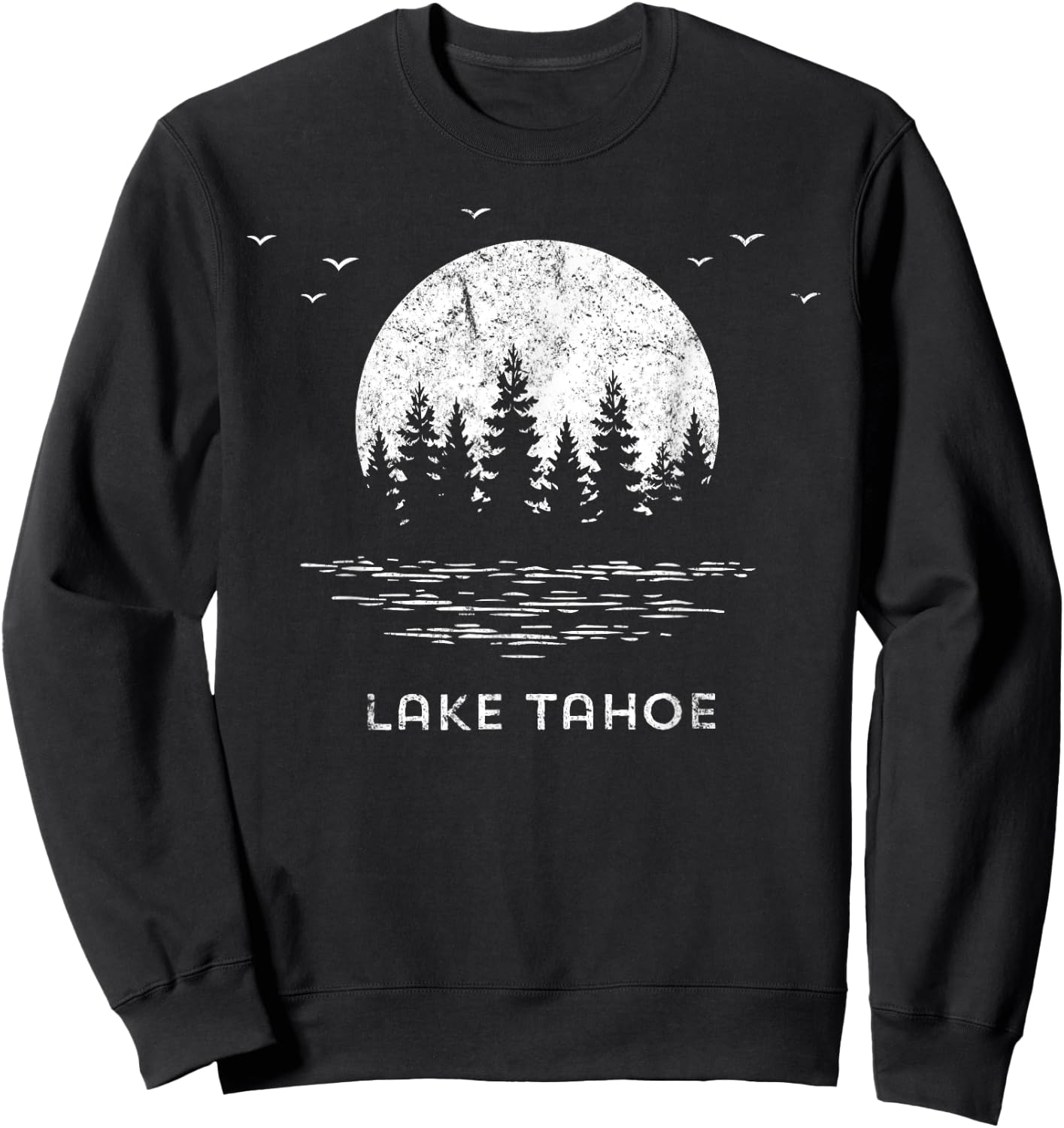 Lake Tahoe California/Nevada Mountain Resort Moon Trees Gift Sweatshirt - Sweatshirt | Black