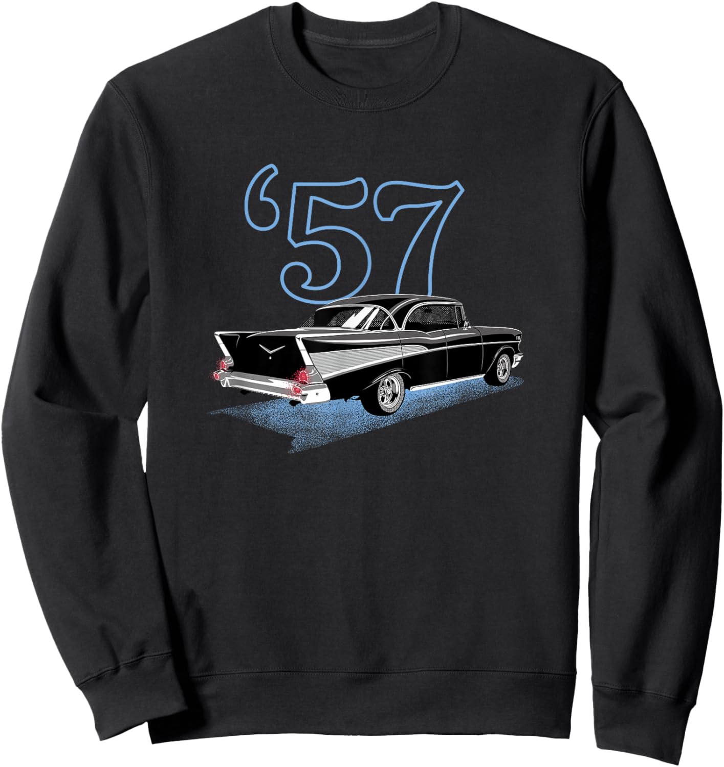 The Back of a Black 1957 Belair 57 56 55 50s Sweatshirt - Sweatshirt | Black