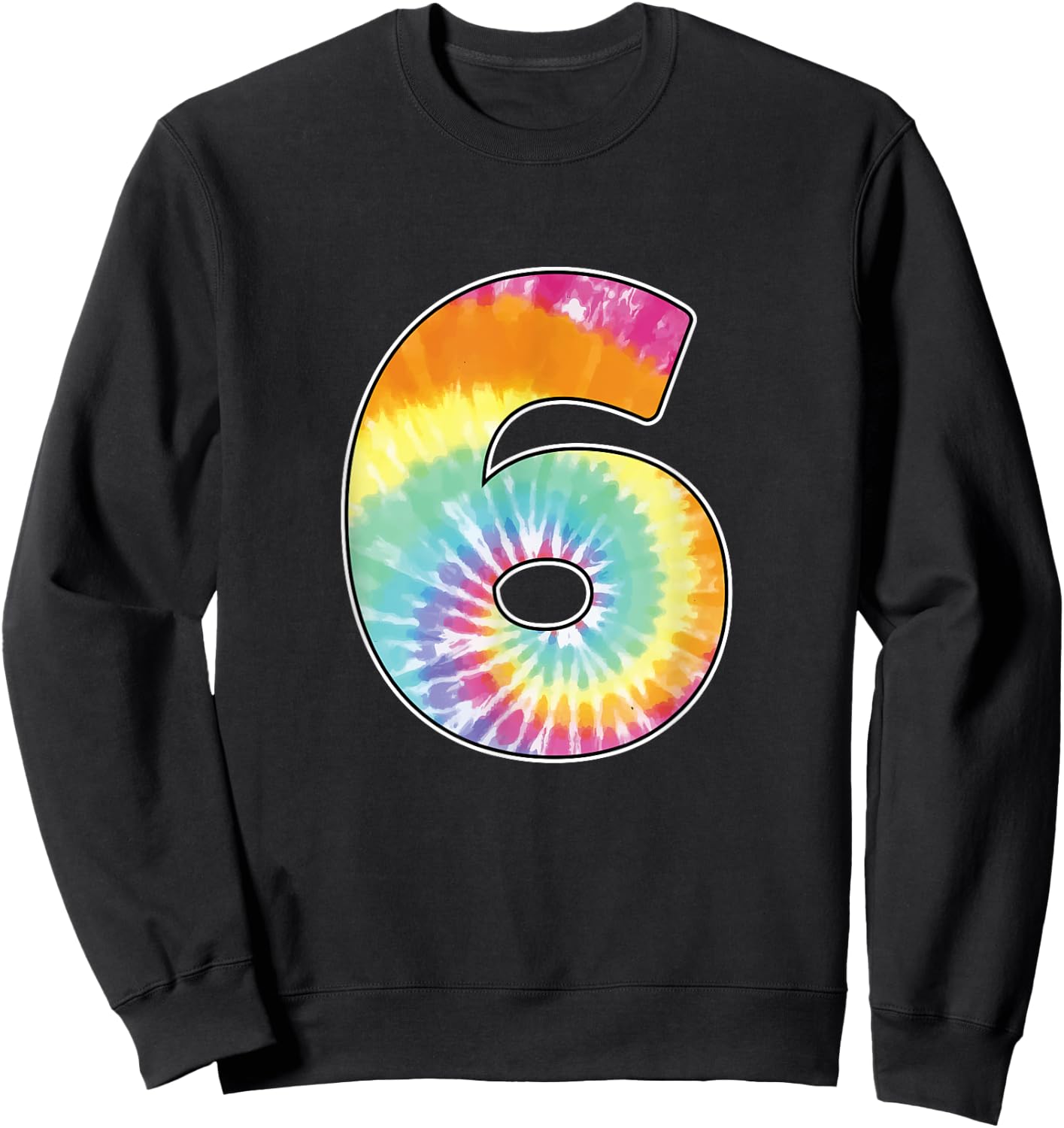 Number 6 Team Event Shirt or Age 6 Birthday Tie Dye Gift Sweatshirt - Sweatshirt | Black