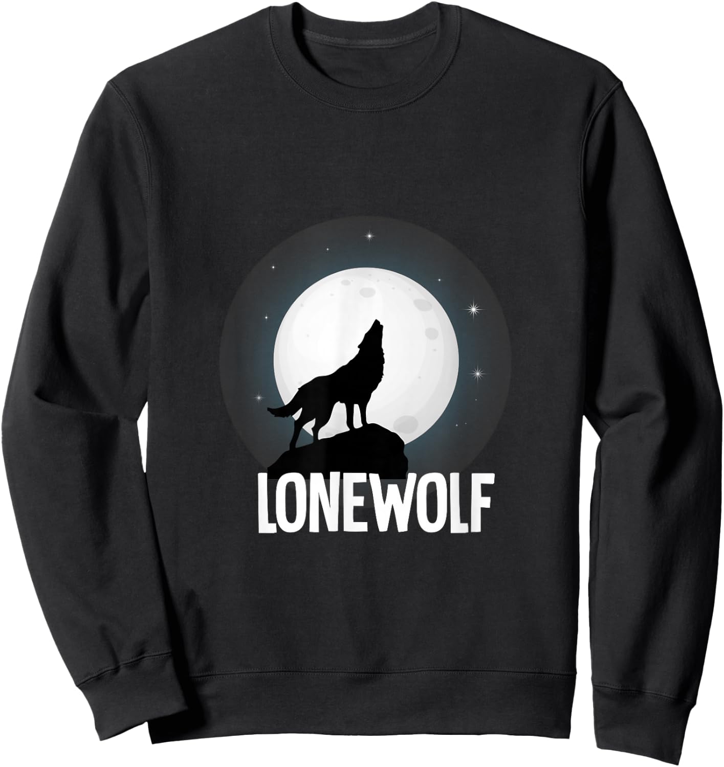 Lone Wolf Howling at The Moon Animal Wildlife Wild Howl Sweatshirt - Sweatshirt | Black