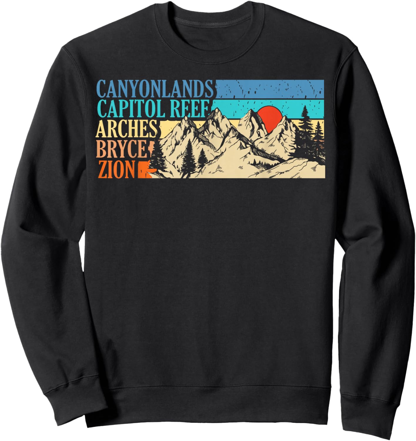 Vintage Utah Souvenir Big 5 Utah Mighty Five National Park Sweatshirt - Sweatshirt | Black
