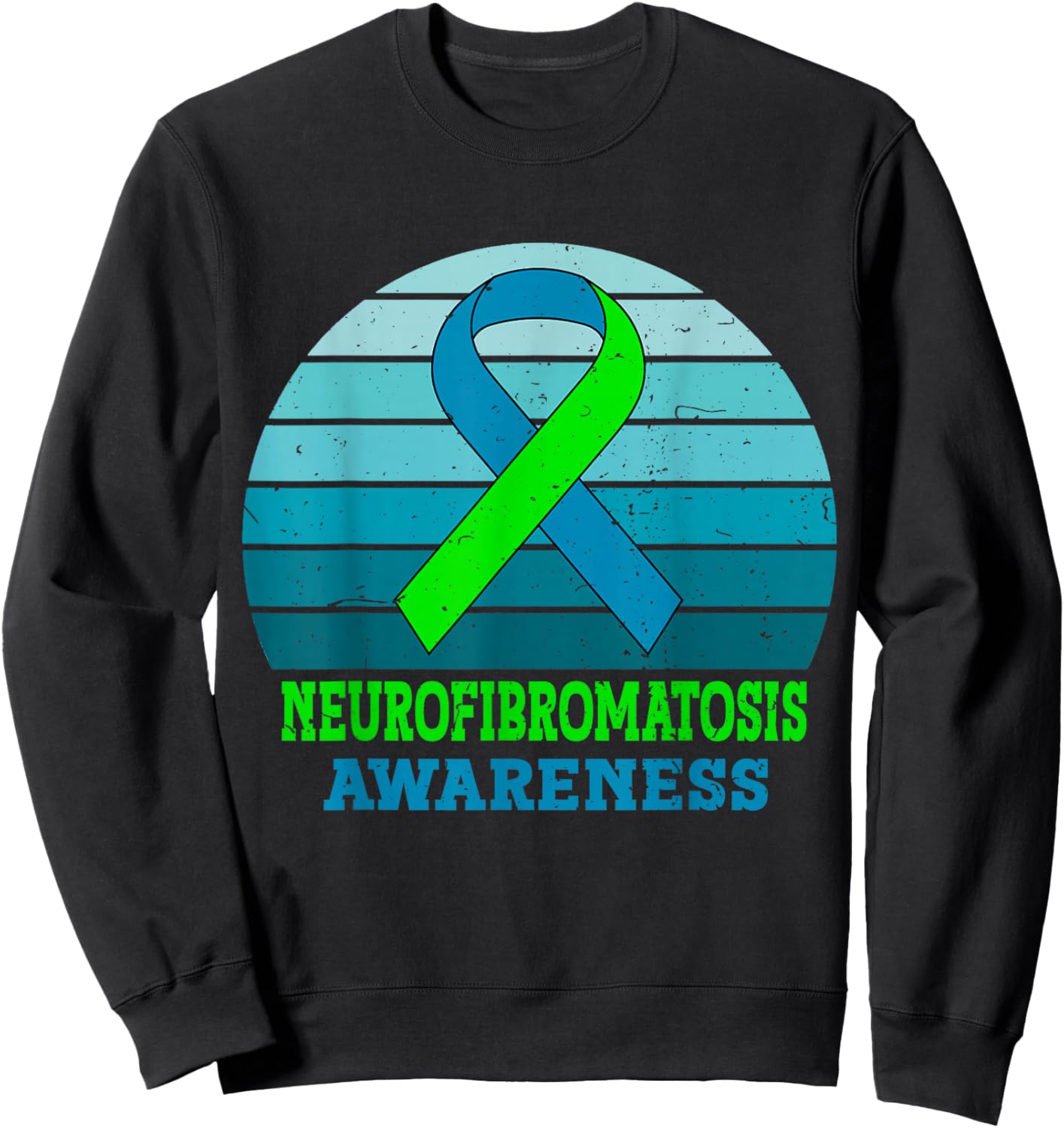 Green Ribbon NF1 Neurofibromatosis Awareness Vintage NF Sweatshirt - Sweatshirt | Black