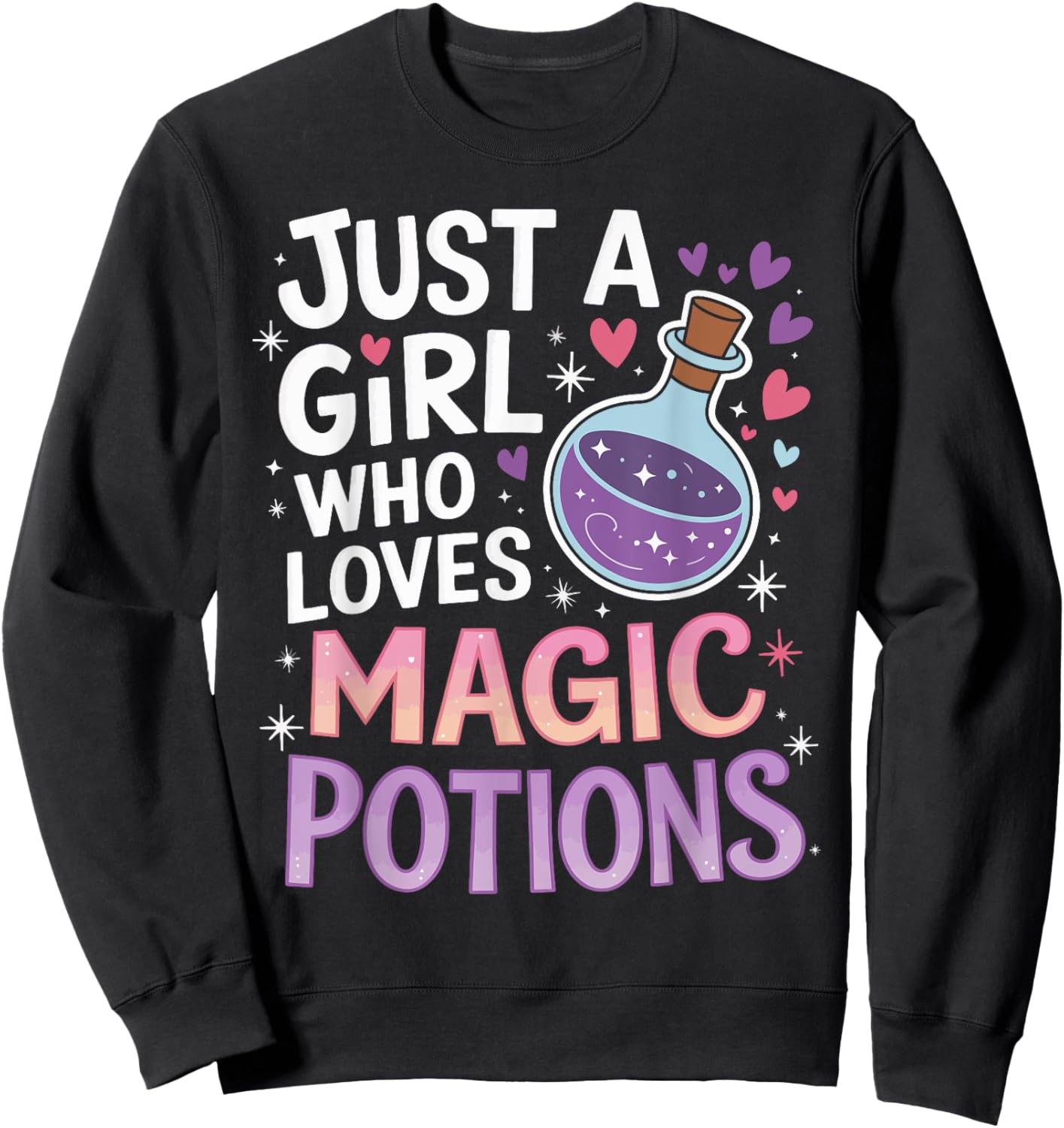 Just A Girl Who Loves Magic Potion Funny Halloween Girls Sweatshirt - Sweatshirt | Black