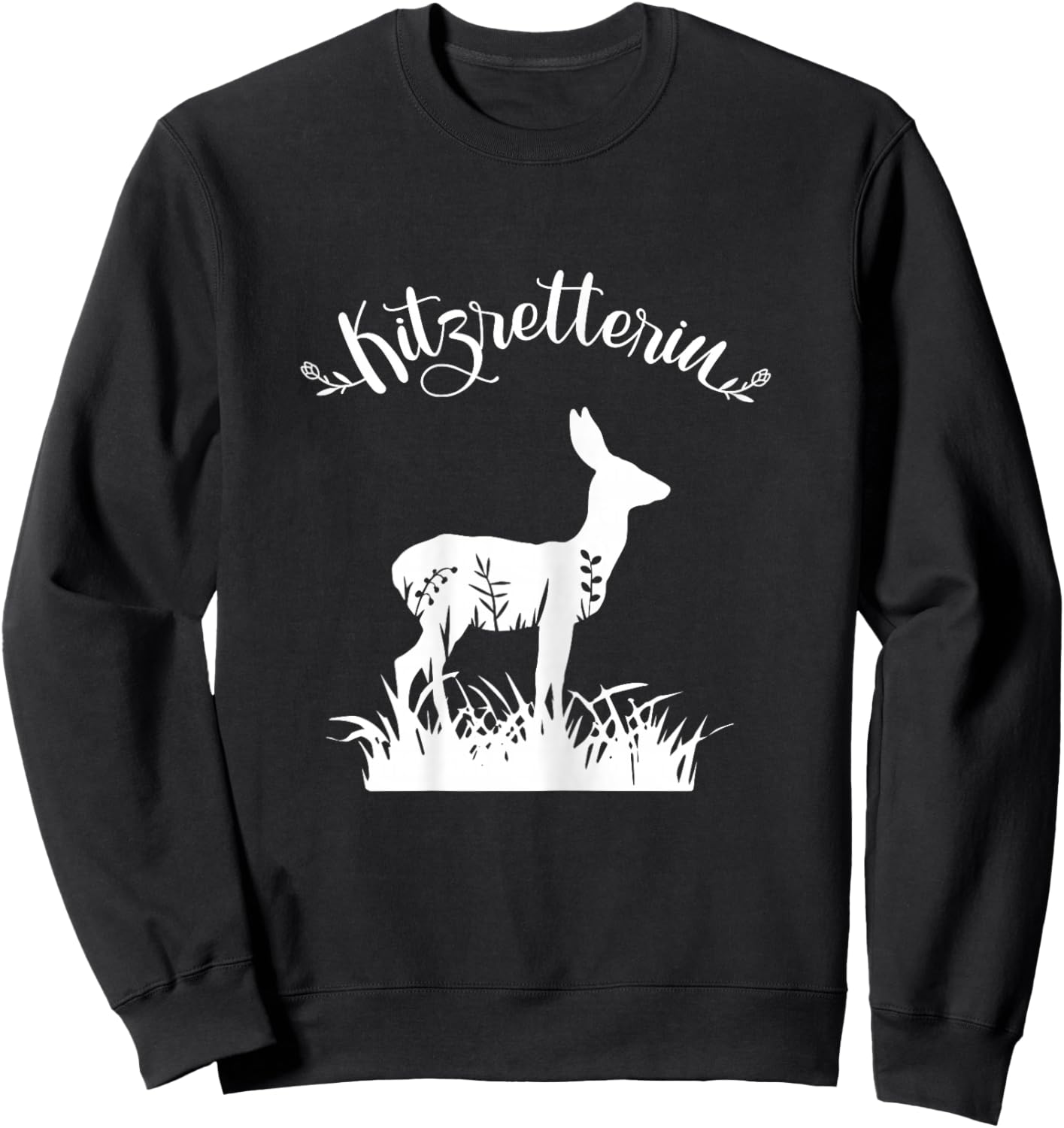 Reh Damen Rehkitz Retten Rettung Kitzretterin Jagd Jägerin Sweatshirt - Sweatshirt | Black
