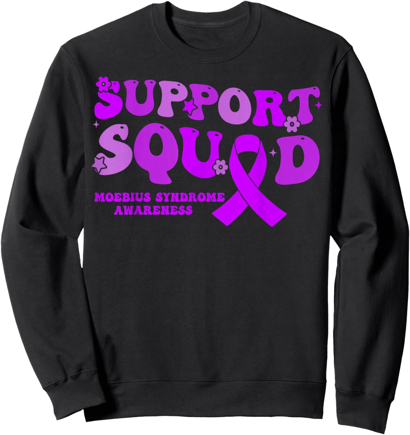 Support Squad Purple Ribbon Moebius Syndrome Awareness Sweatshirt - Sweatshirt | Black
