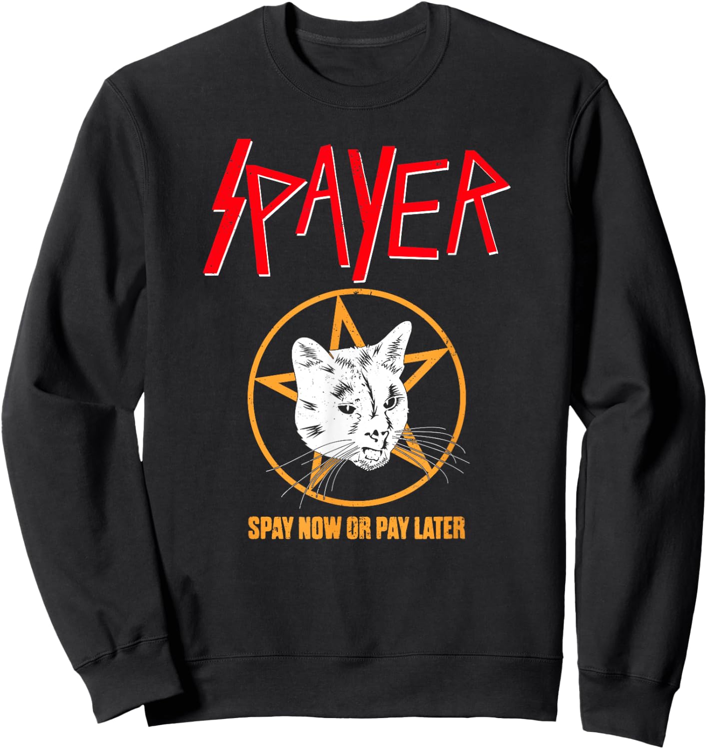 Vintage Rock Spayer Cat Kitten Pun Mom Dad Gift Shirt Men Women Girls Kids Sweatshirt - Sweatshirt | Black