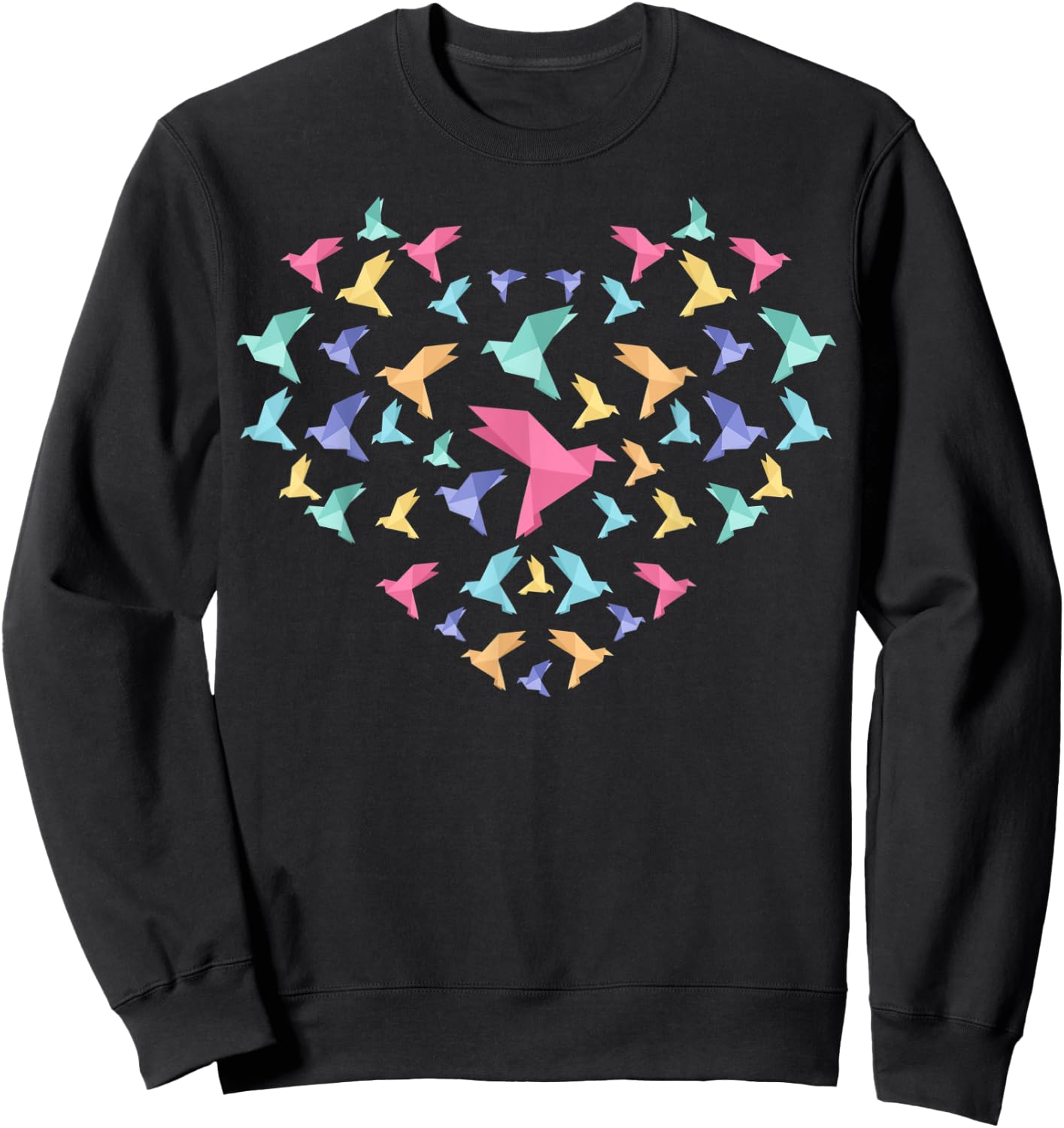 Japanese Paper Folding Art Paper Cranes Heart Origami Sweatshirt - Sweatshirt | Black