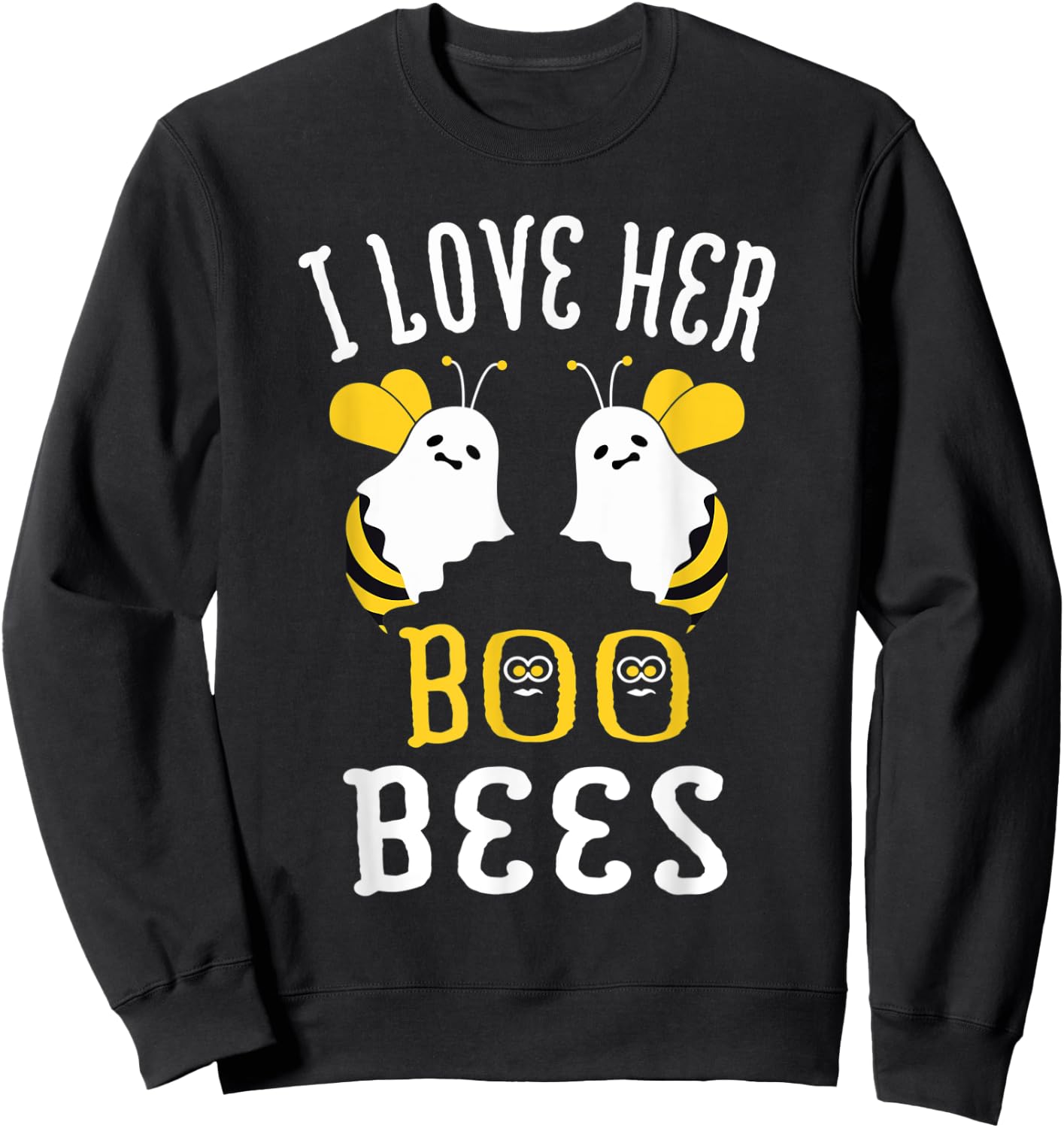 Boo Bees Halloween Couple I Love Her Matching Costume Sweatshirt - Sweatshirt | Black