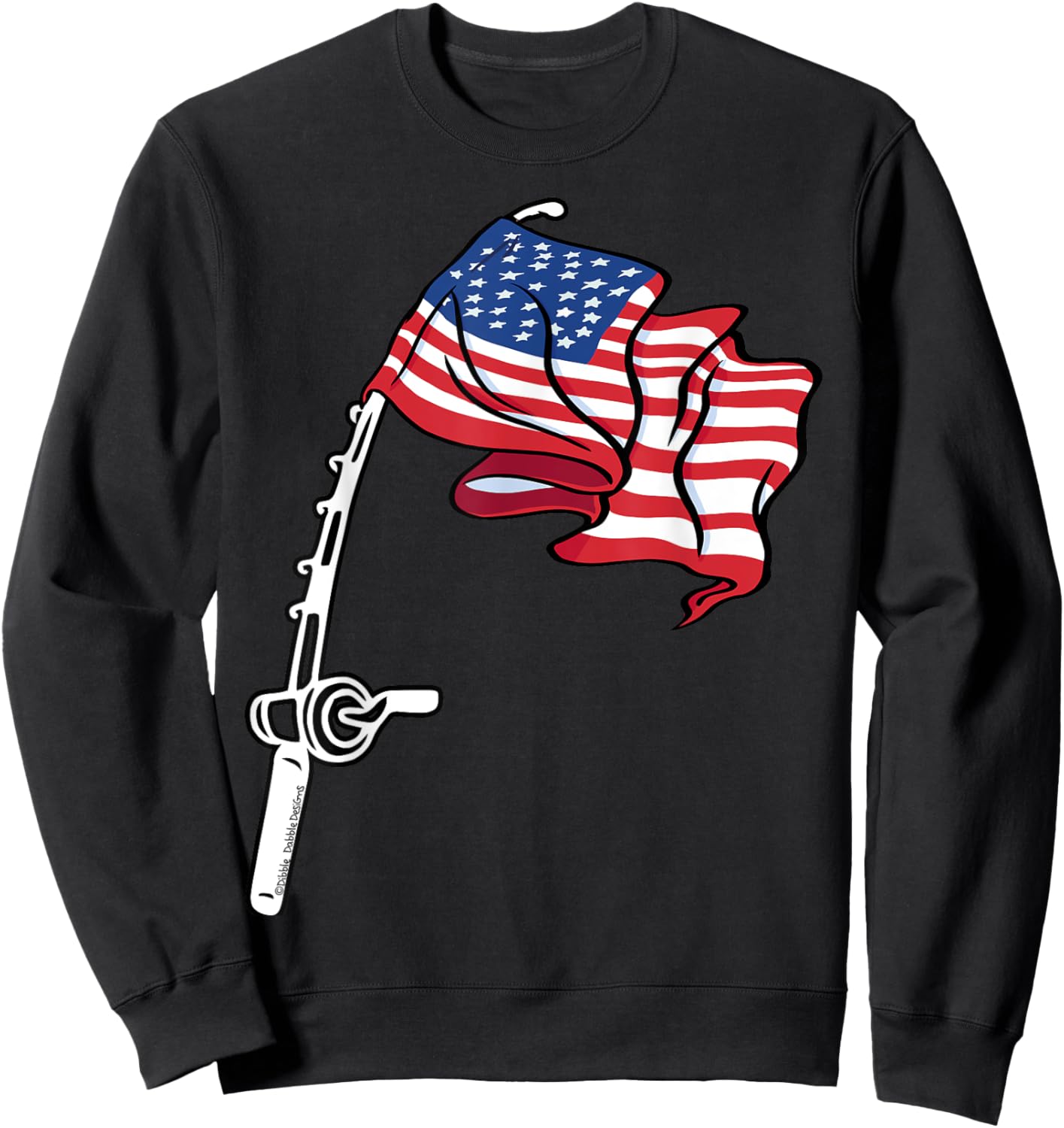 Patriotic Fishing USA Flag Fisherman 4th of July Sweatshirt - Sweatshirt | Black