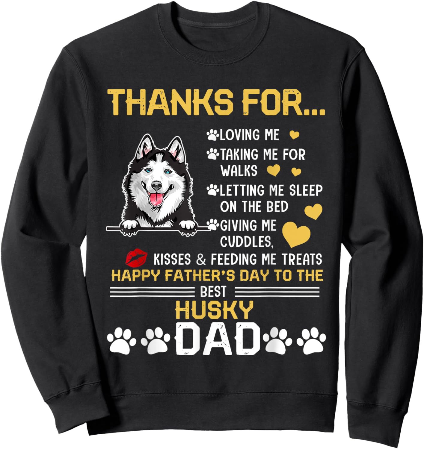 Best Husky Dog Dad Lover Happy Father's Day Women Sweatshirt - Sweatshirt | Black