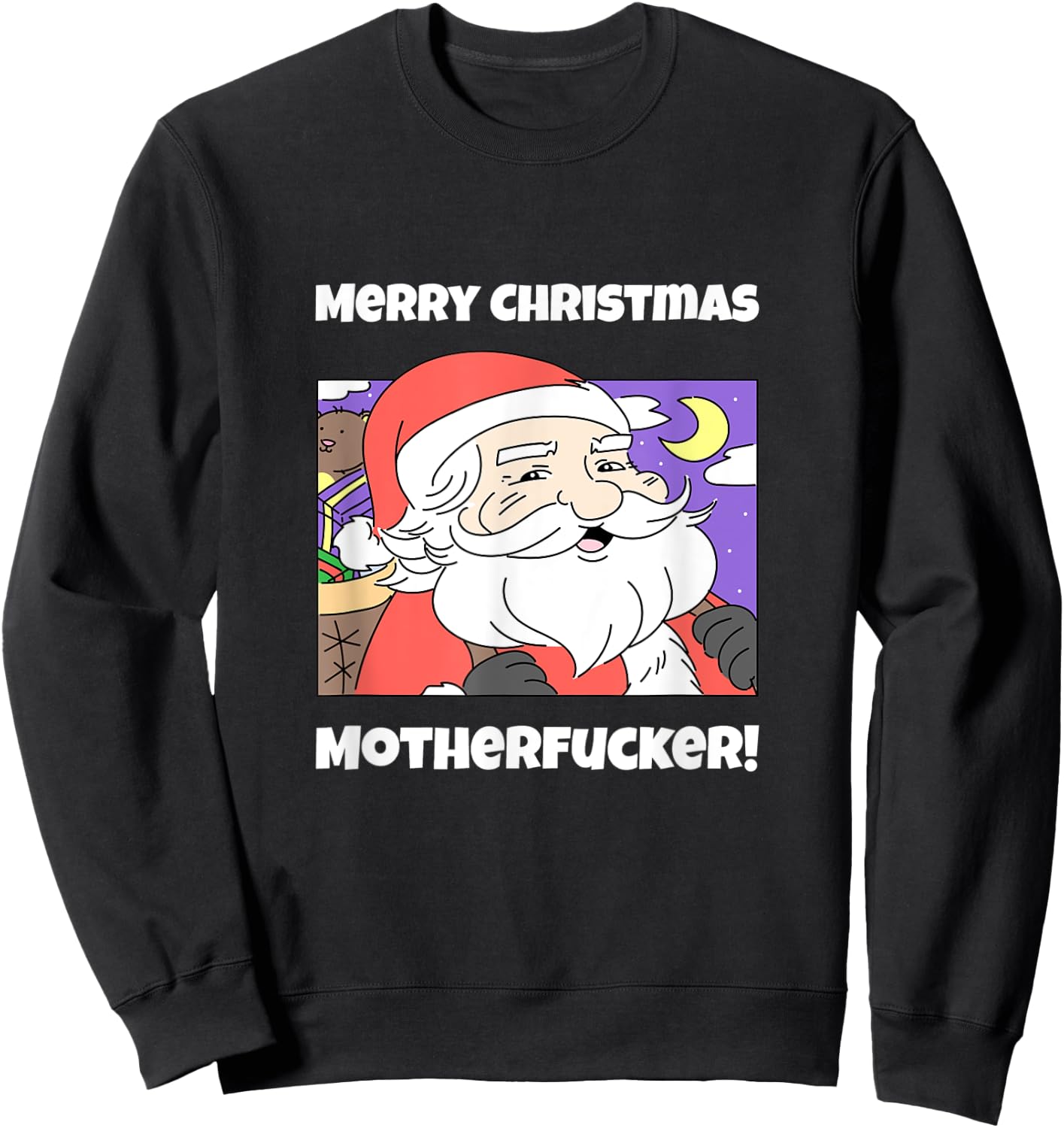 Merry Christmas Motherfucker Funny Santa Claus Sweatshirt - Sweatshirt | Black