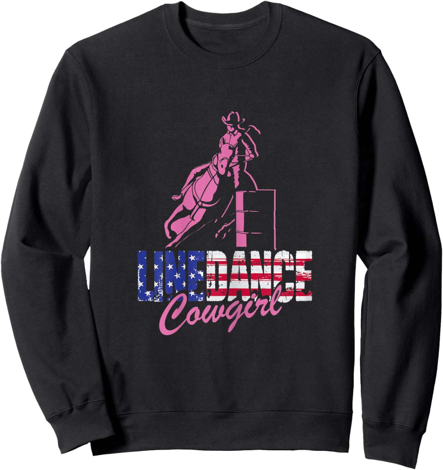 Damen Line Dance Cowgirl | US-amerikanische Flagge | Western Dancing Sweatshirt - Sweatshirt | Black
