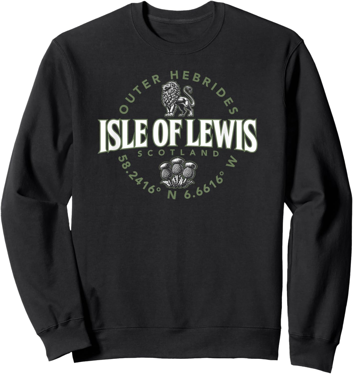 Isle of Lewis Scotland Outer Hebrides Coordinates Label 2C Sweatshirt - Sweatshirt | Black