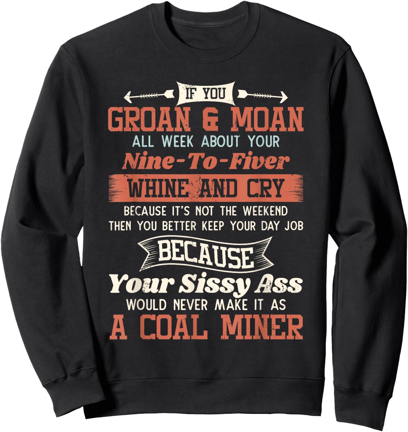 Funny Coal Miner Shirt - If you Groan And Moan Sweatshirt - Sweatshirt | Black