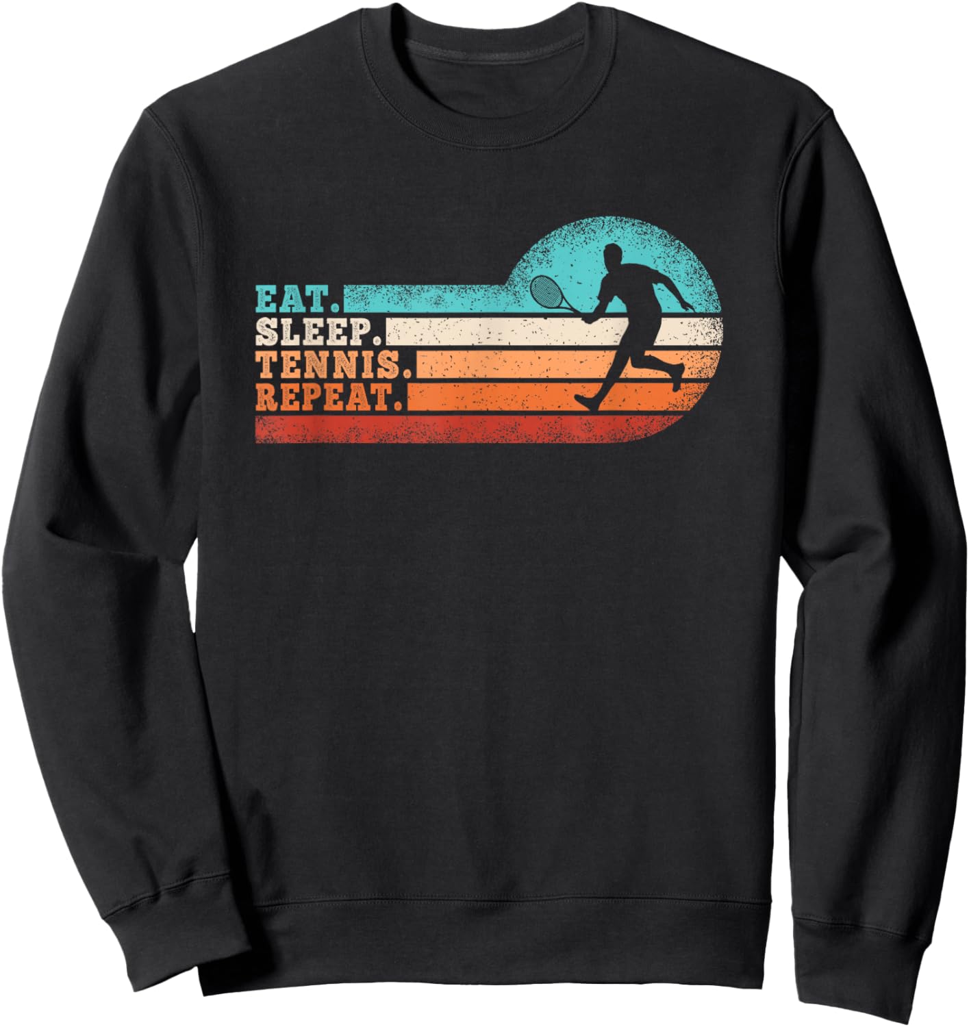 Eat Sleep Tennis Repeat Retro Tennis Lover Men Boys Kids Sweatshirt - Sweatshirt | Black
