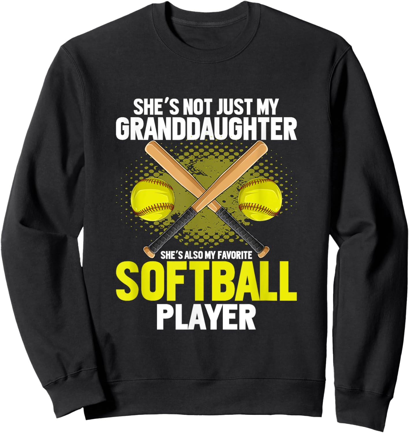 Softball Grandfather Grandpa Softball Player Daughter Sport Sweatshirt - Sweatshirt | Black