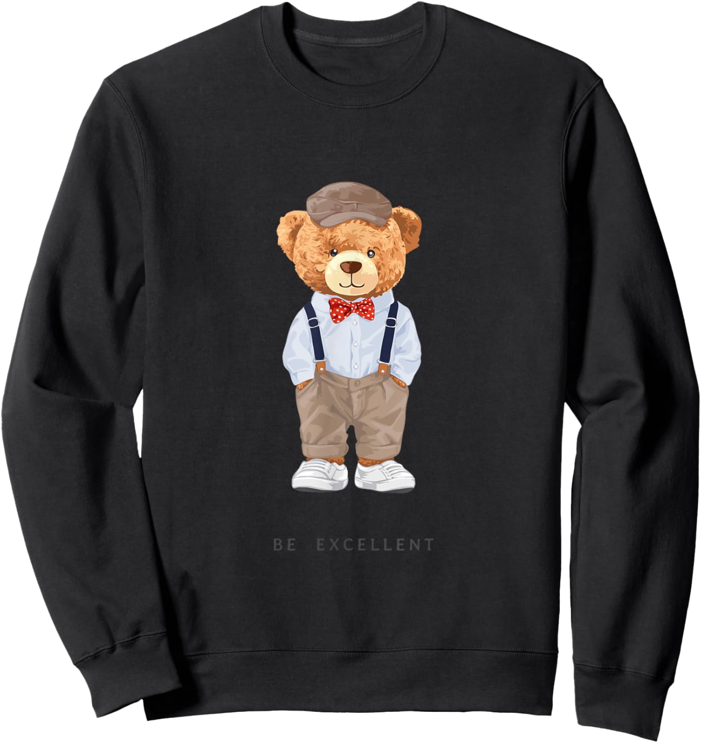 Bahaa's -Adults, Kids Black Cartoon Teddy Bear Sweatshirt - Sweatshirt | Black