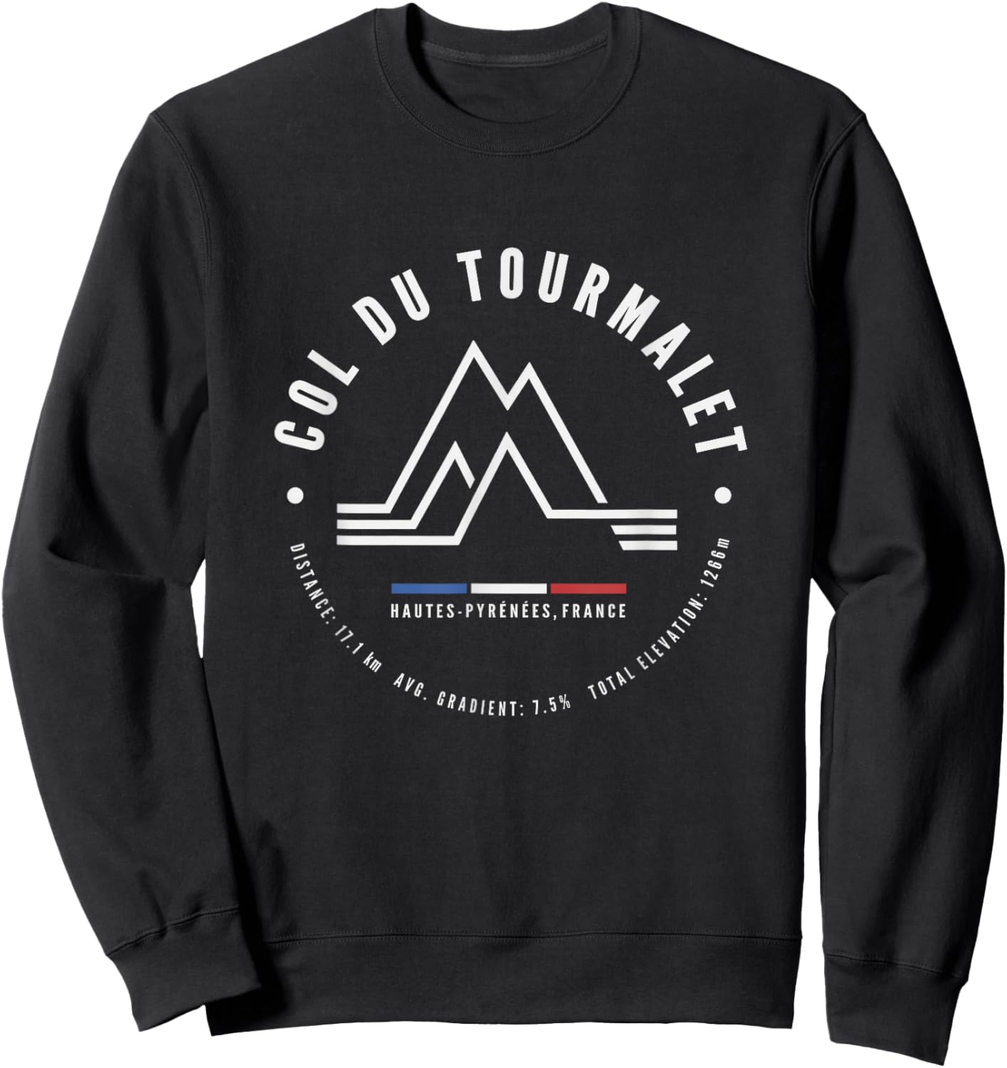 Col Du Tourmalet France French Pyrenees Road Bike Cycling Sweatshirt - Sweatshirt | Black