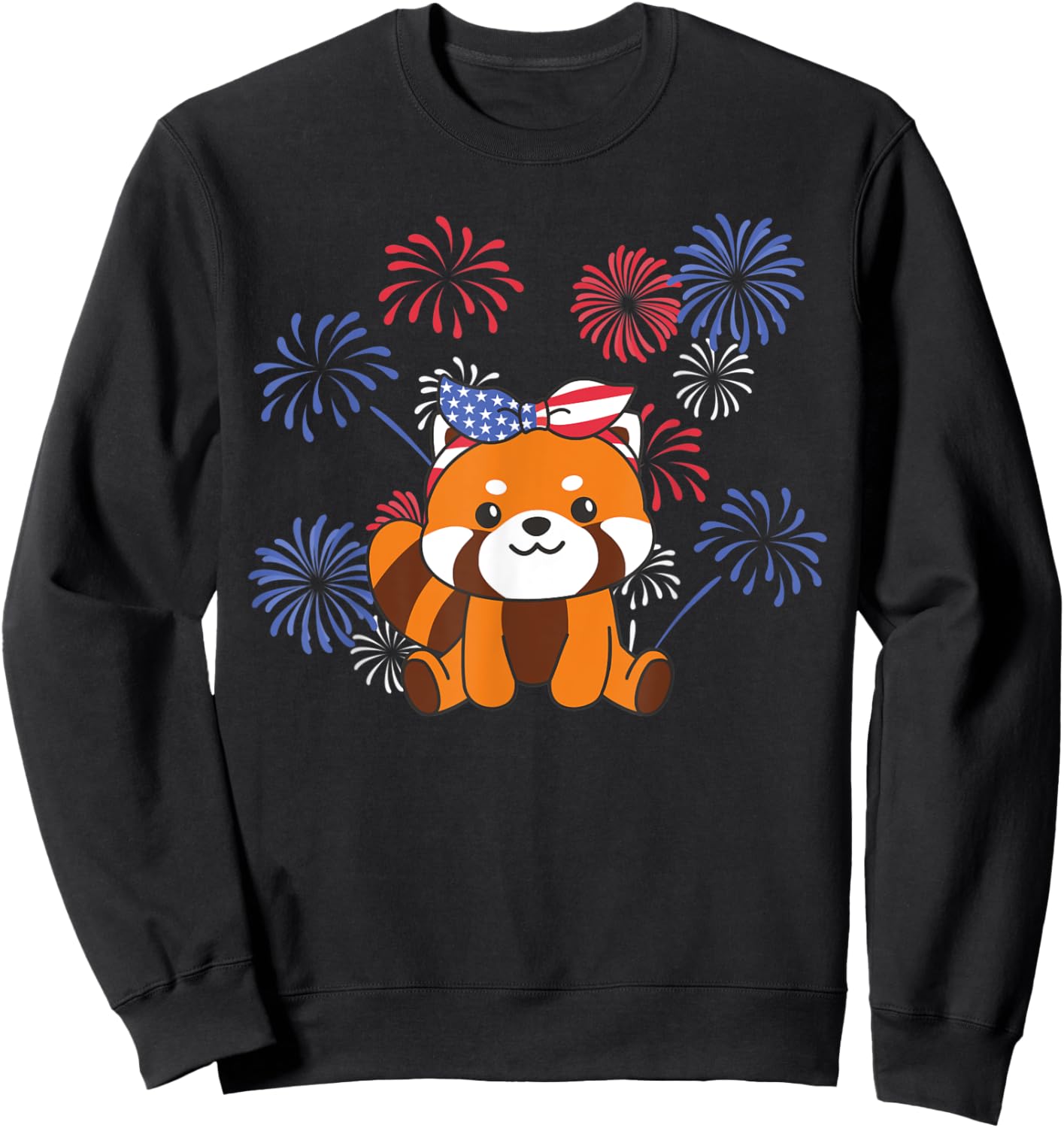 4th Of July American Red Panda For Kids Cute Usa Red Panda Sweatshirt - Sweatshirt | Black