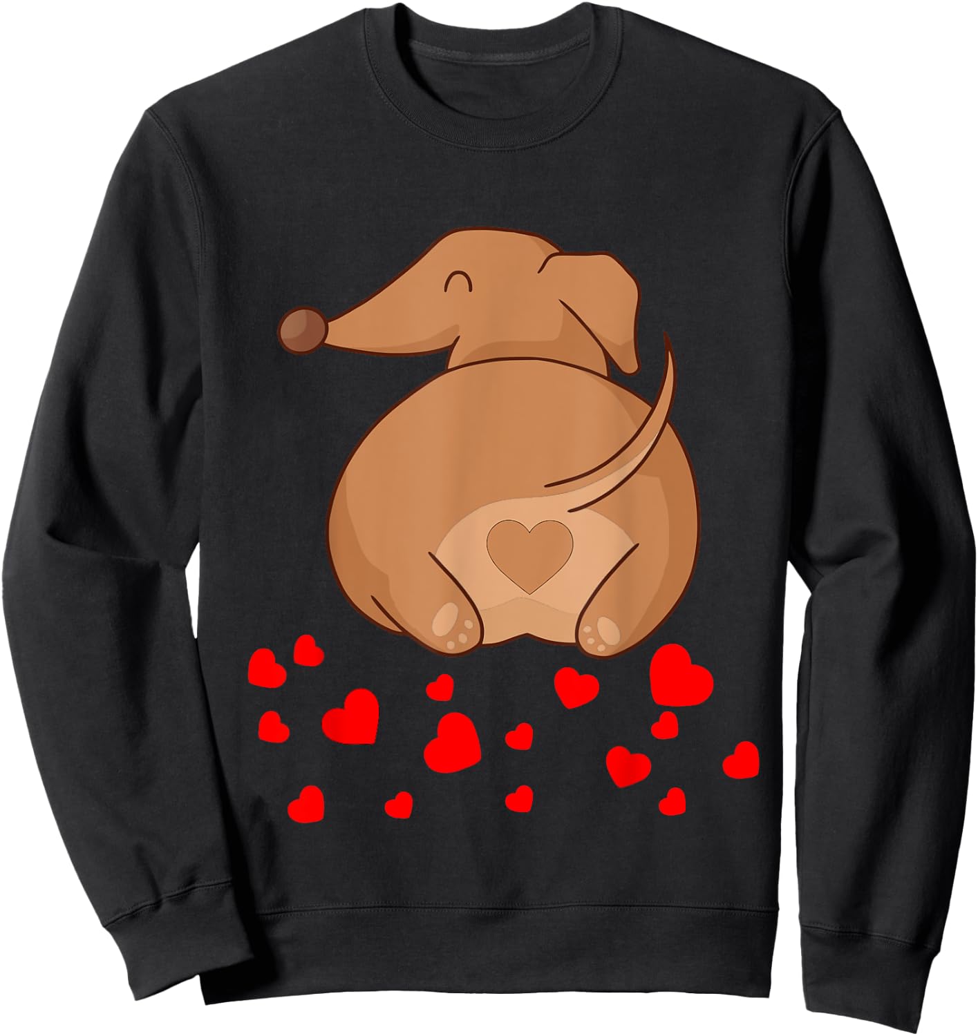 Dachshund Weenie Dog Lover Valentines Day Sweatshirt - Sweatshirt | Black