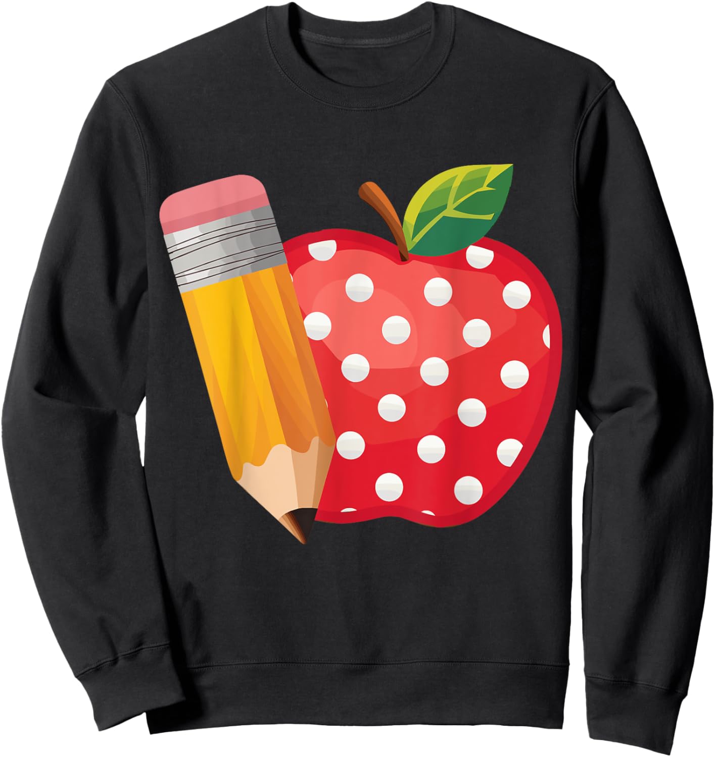 Back to School Pencil and Apple Teacher Student Sweatshirt - Sweatshirt | Black