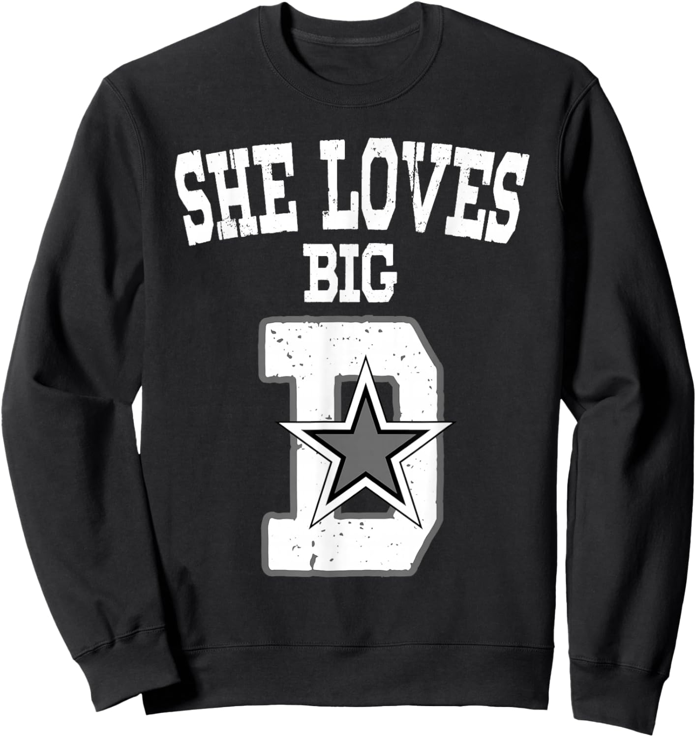 She Loves Big D - Distressed Dallas Denver Detroit Denmark Sweatshirt - Sweatshirt | Black