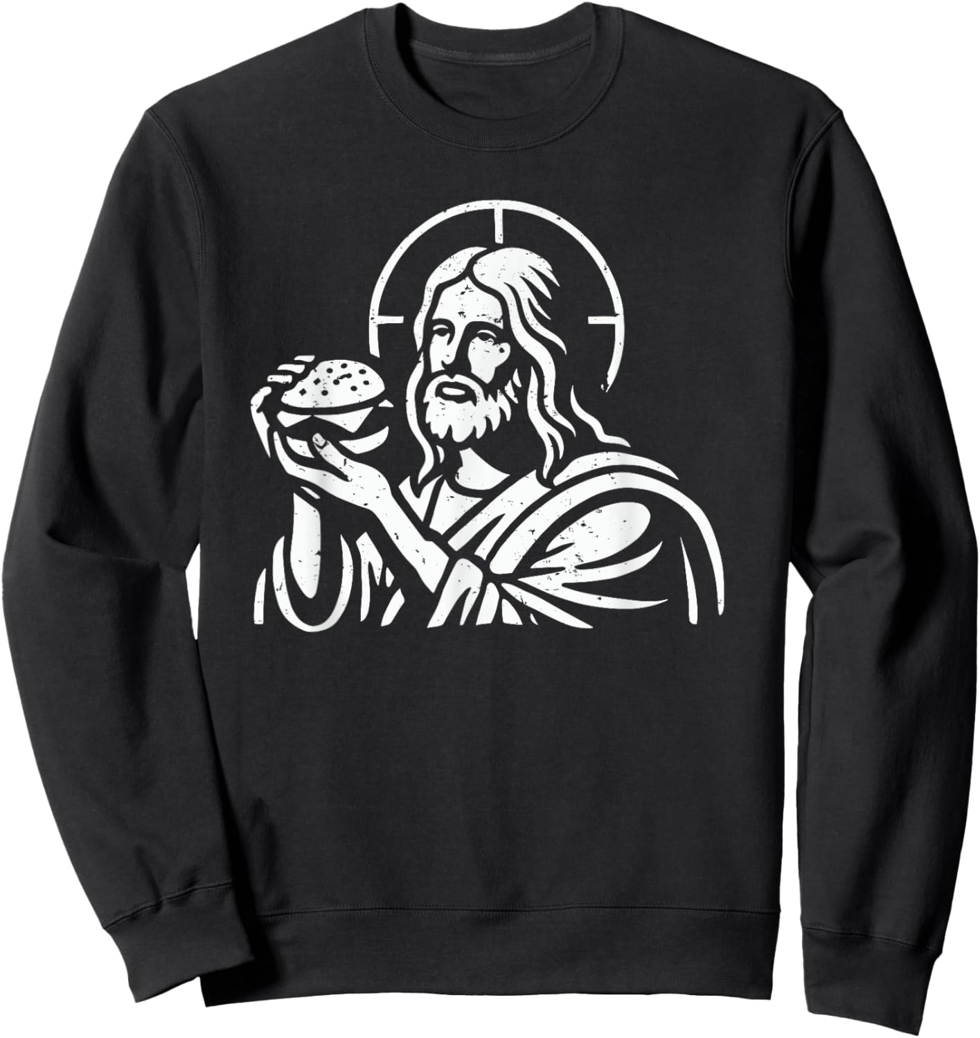 Jesus Funny Christian Cheeseburger Cheesusburger Novelty Sweatshirt - Sweatshirt | Black