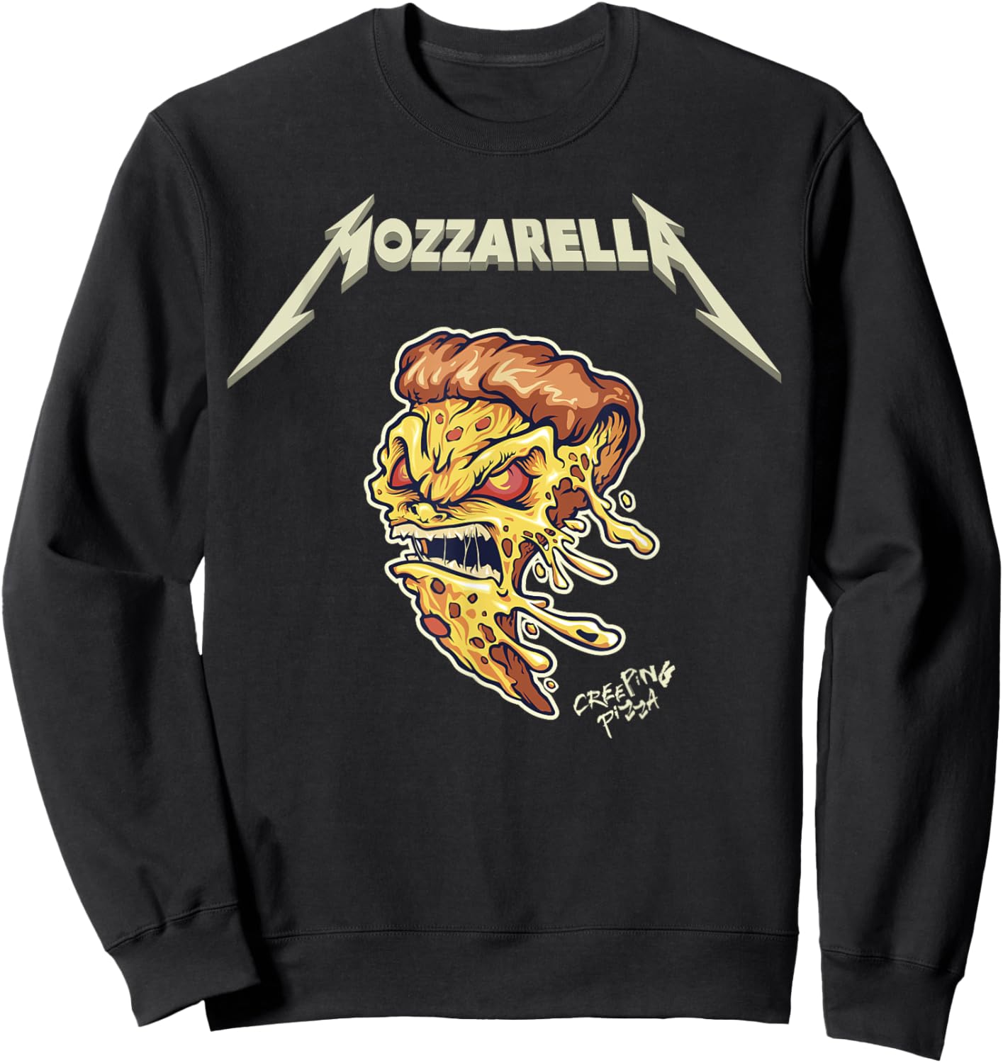 Mozzarella Creeping Pizza Foodie Chef, Baker, Cook, Heavy Sweatshirt - Sweatshirt | Black