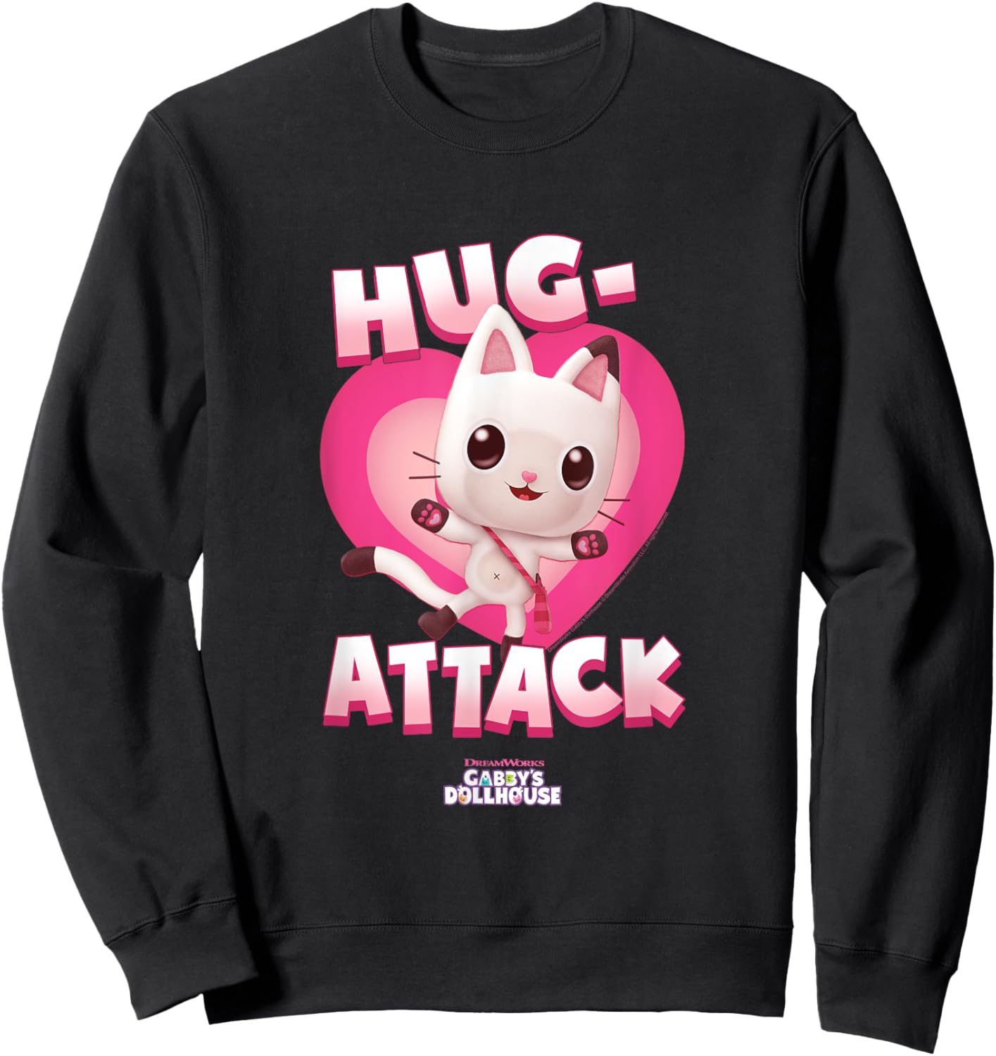 DreamWorks Gabby's Dollhouse Valentine's Day Hug Attack Sweatshirt - Sweatshirt | Black