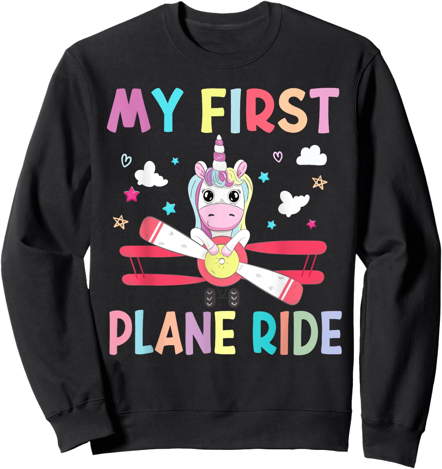 First Time Flying My First Airplane Ride Shirt Boys Girls Sweatshirt - Sweatshirt | Black