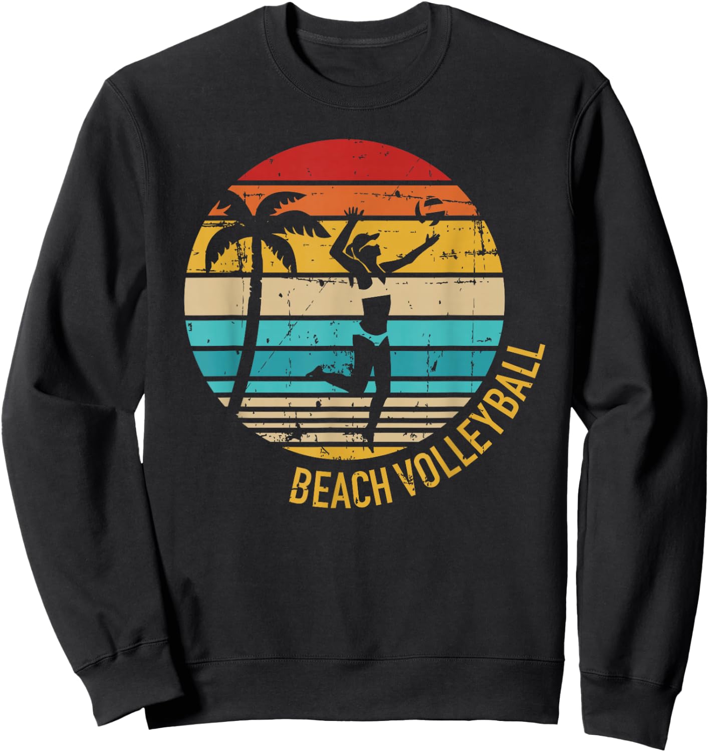 Beach volleyball vintage retro Sweatshirt - Sweatshirt | Black