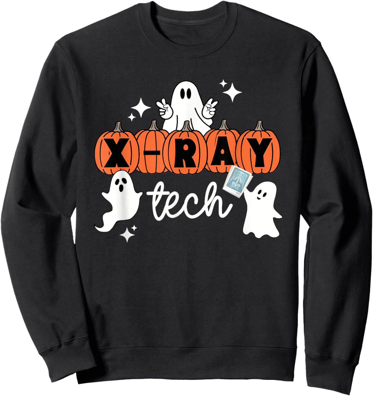 Tech Halloween Technician Squad Xray Tech Pumpkin Sweatshirt - Sweatshirt | Black