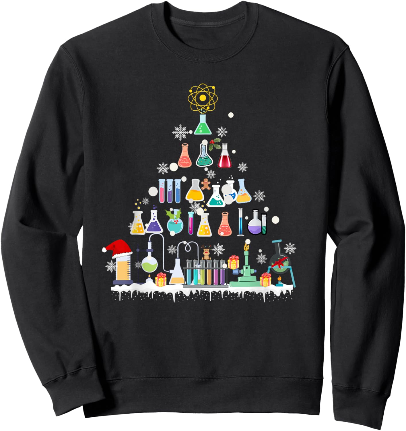 Oh Chemistree Funny Christmas Tree Chemical Science Teacher Women Kids Sweatshirt - Sweatshirt | Black