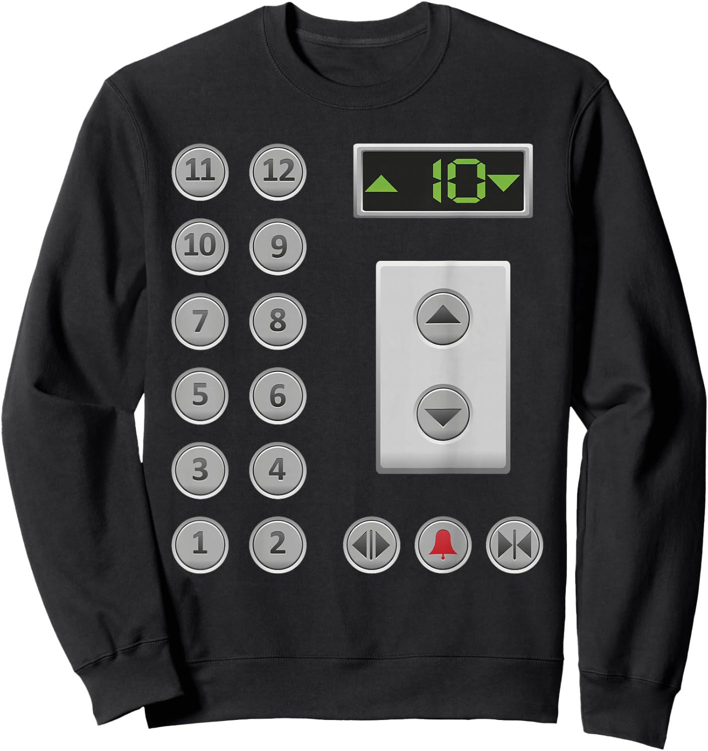 Elevator Buttons Apparel -Adult Funny Elevator - Black, Small Sweatshirt - Sweatshirt | Black