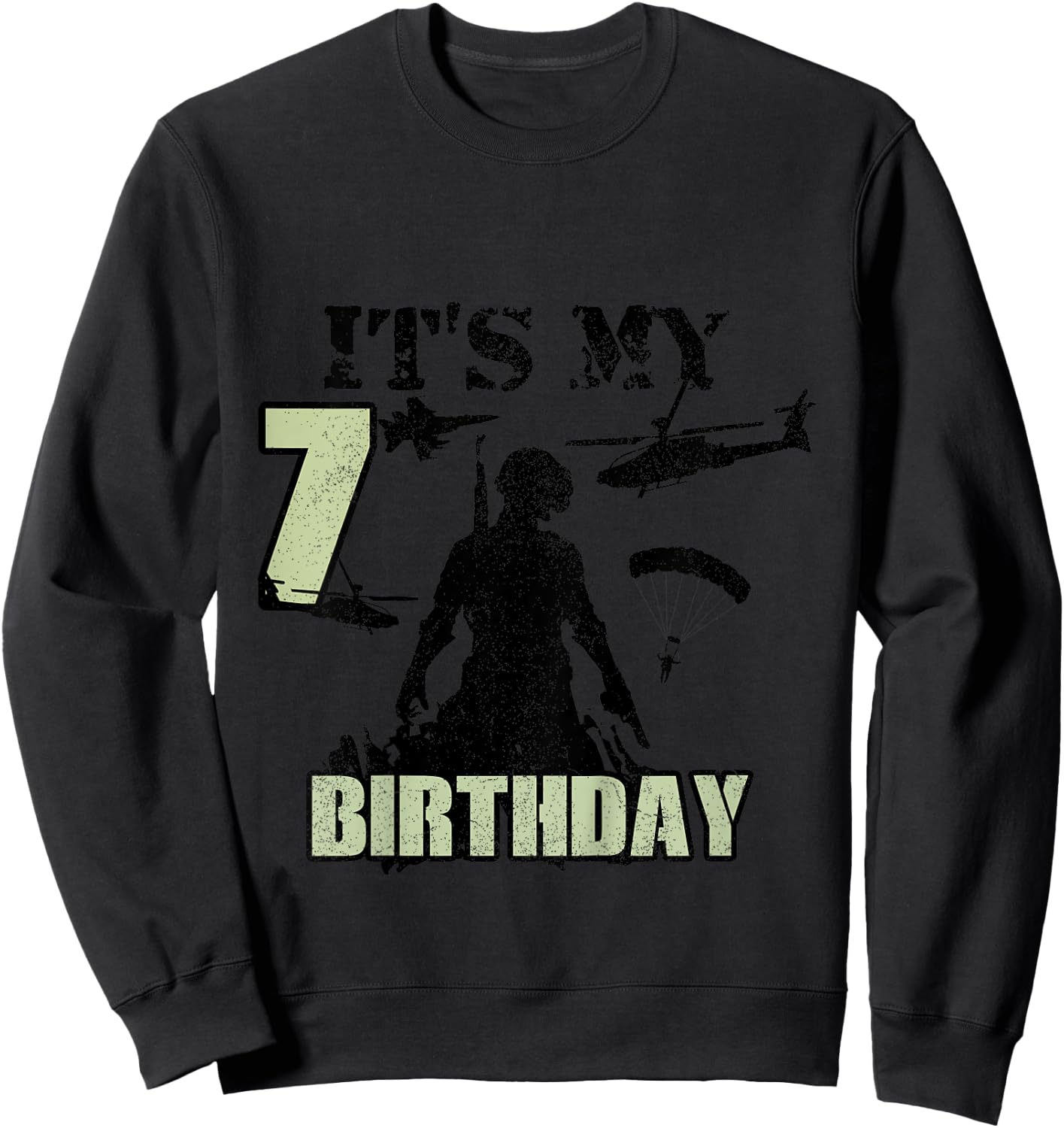 7 Year Old Call Of Theme It's My Birthday Gift Boys Girls Sweatshirt - Sweatshirt | Black