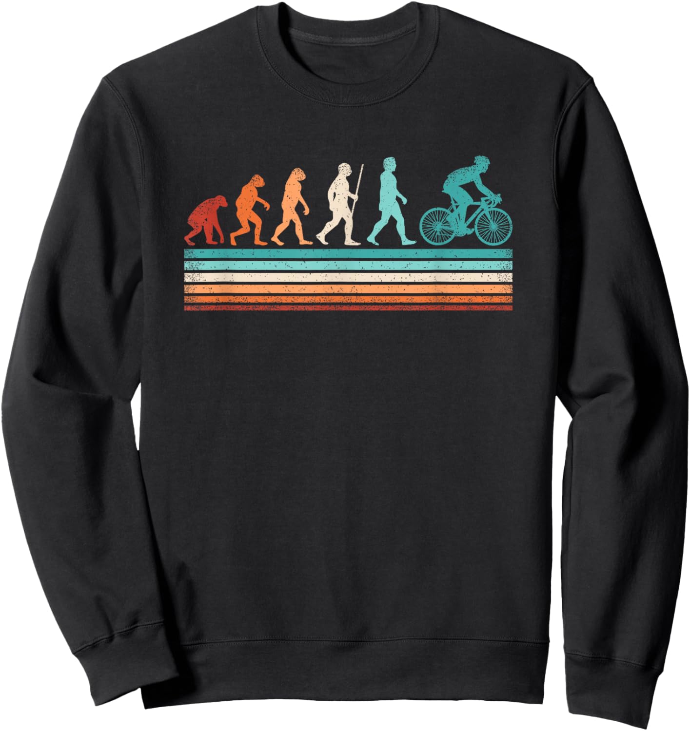 Retro Cyclist Evolution Cycling Biking Bicycle Men Women Sweatshirt - Sweatshirt | Black
