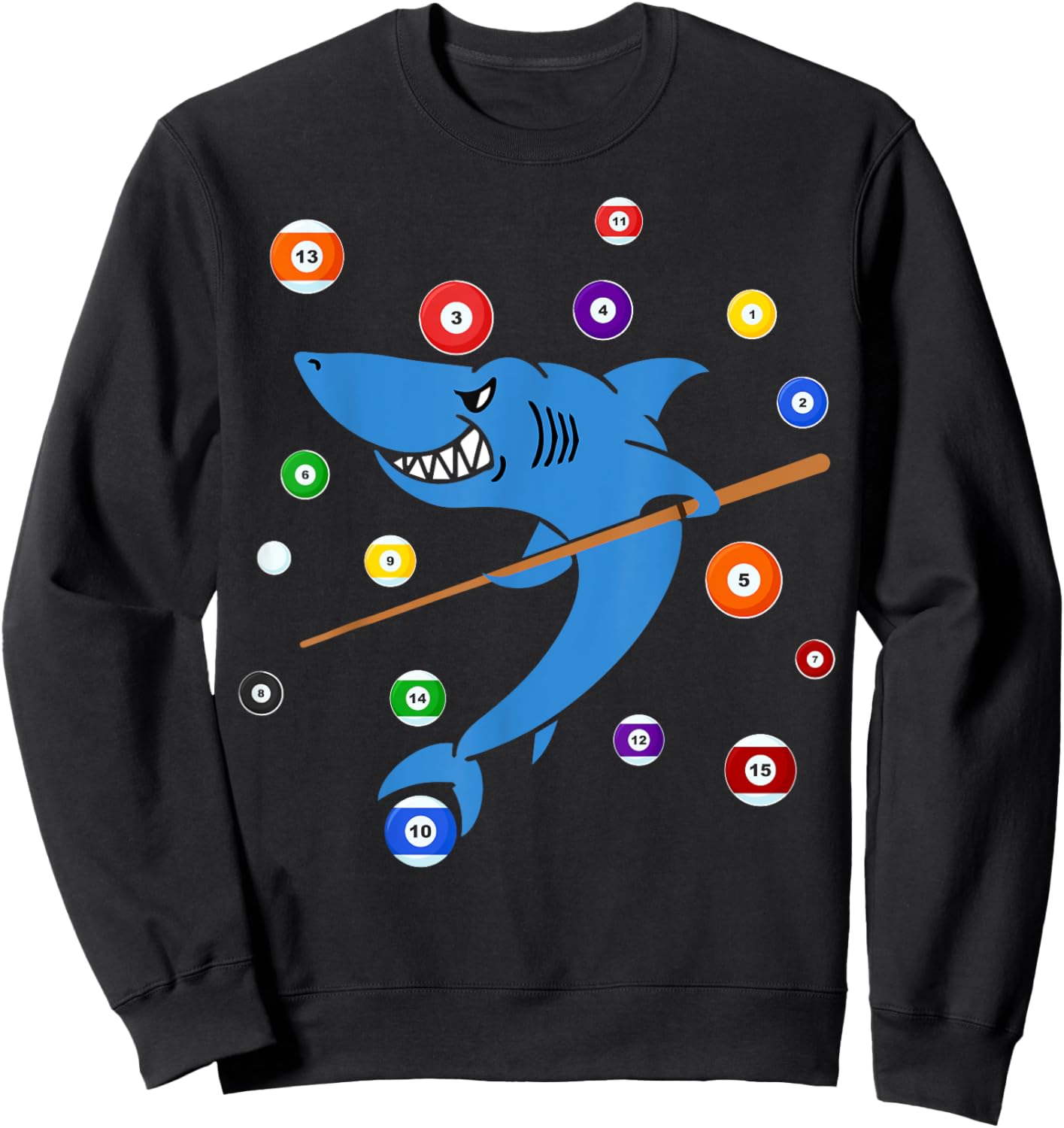 Billiard Shark 8 Ball Player Pool Table Cue Stick Snooker Sweatshirt - Sweatshirt | Black