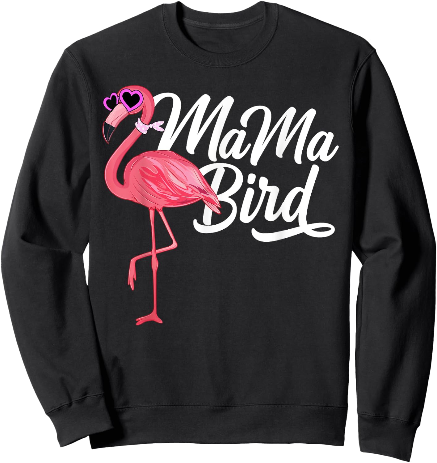 Flamingo Theme Birthday Gift - Mama Bird Flamingo Mom Sweatshirt - Sweatshirt | Black