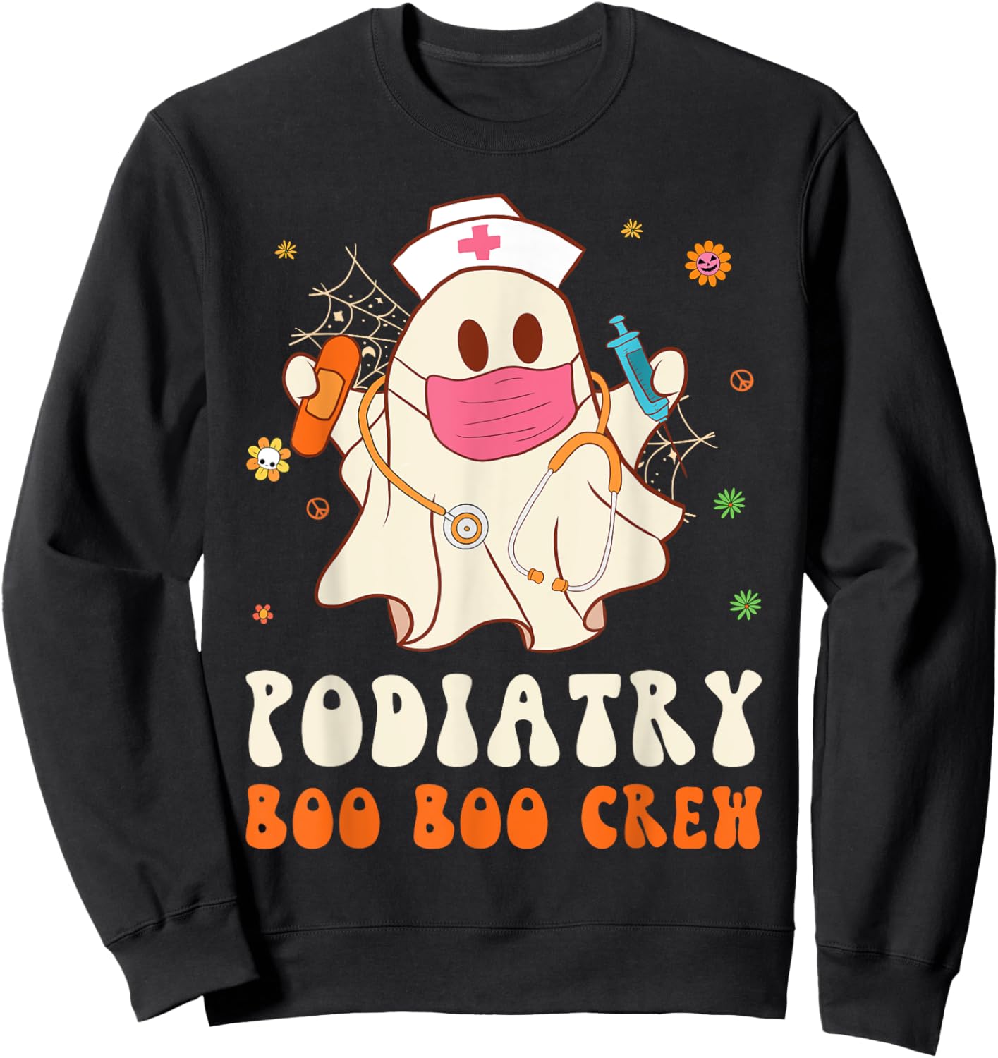 Podiatry Boo Boo Crew Nurse Funny Halloween Easy Costume Sweatshirt - Sweatshirt | Black