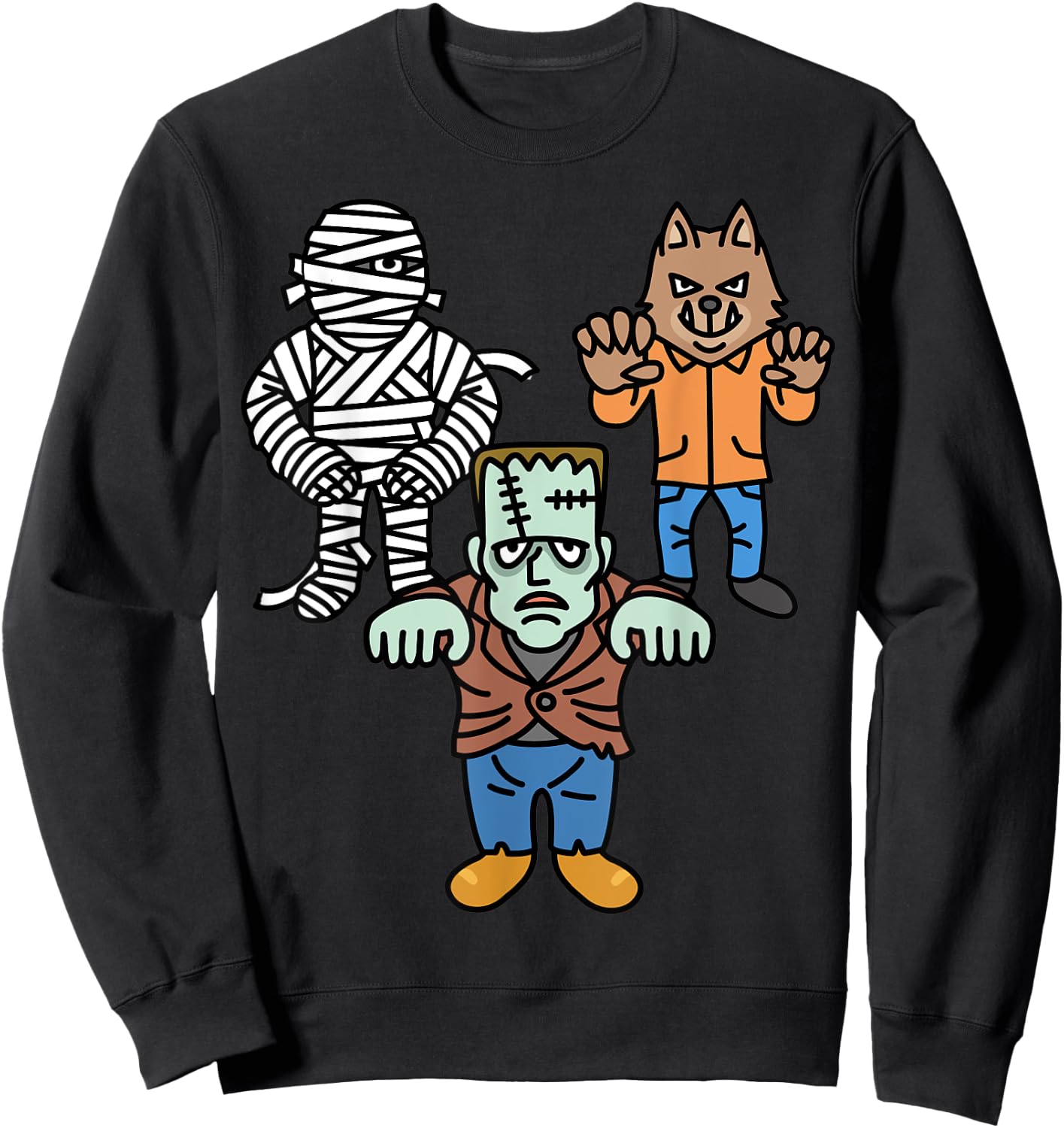 Horror Movie Monster Mummy Vintage Halloween Frankenstein Sweatshirt - Sweatshirt | Black