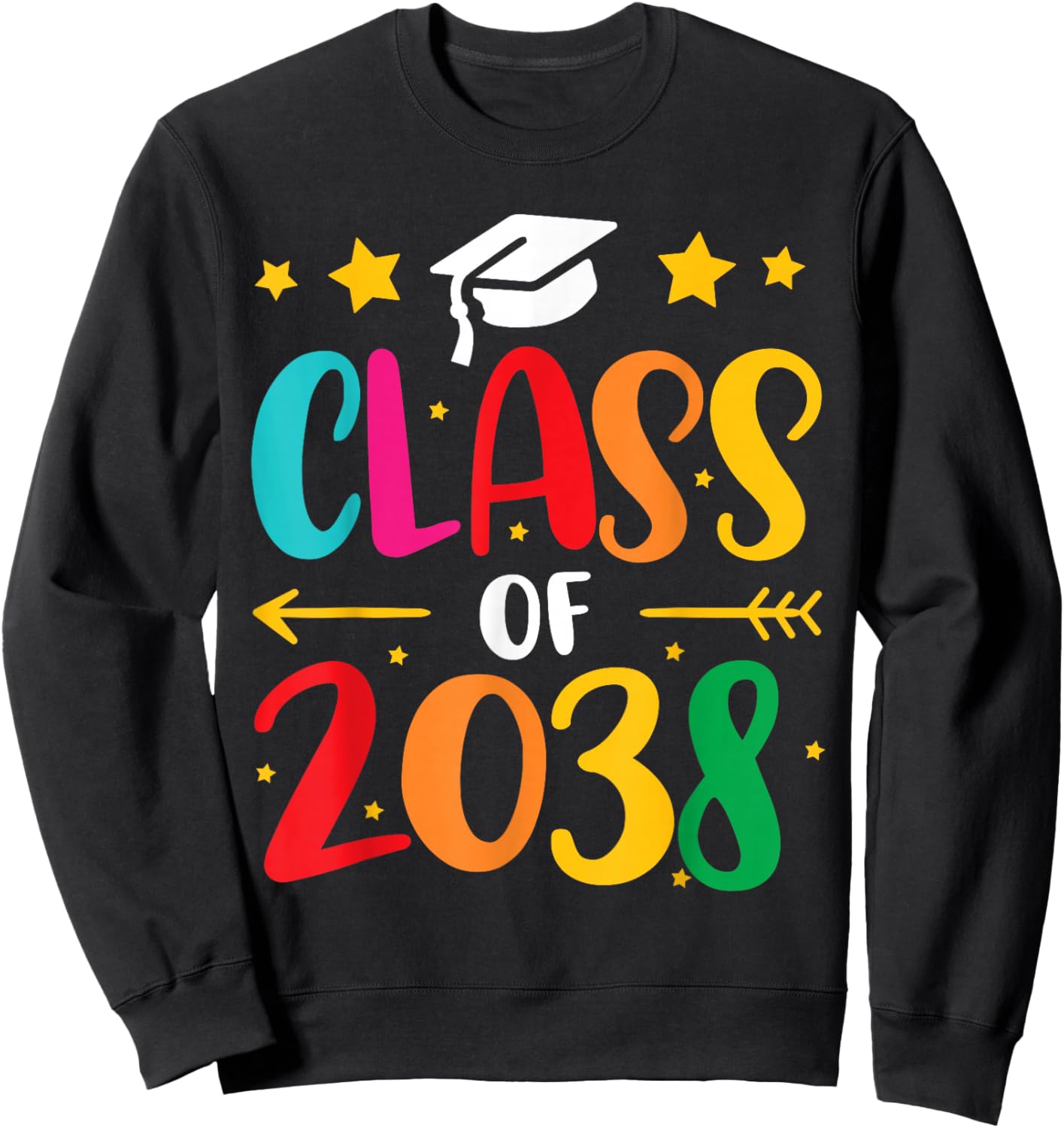 Kindergarten Class of 2038 First Day School Graduation Girls Sweatshirt - Sweatshirt | Black