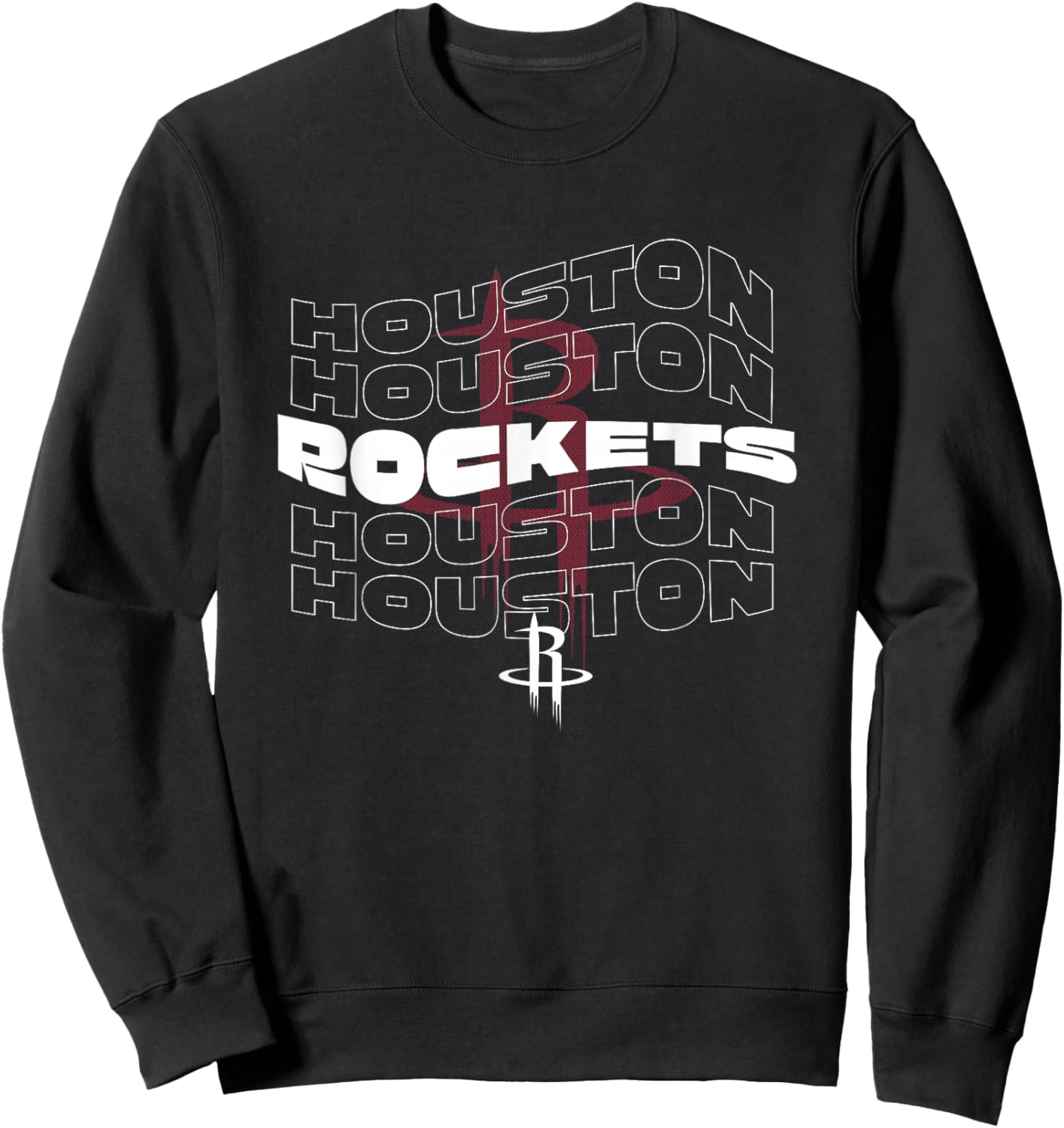 NBA Houston Rockets Wave Outline Team Logo Sweatshirt - Sweatshirt | Black