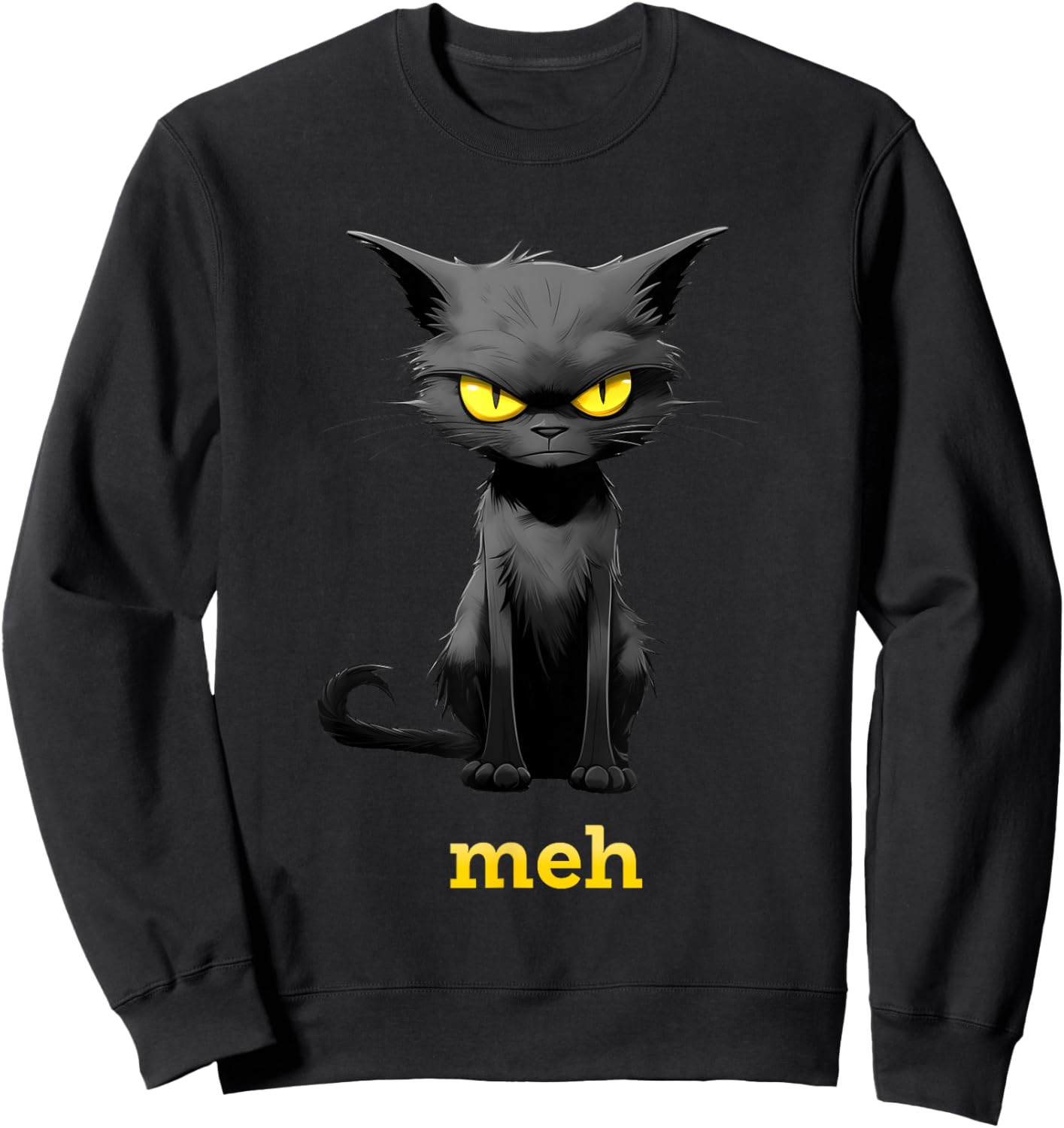 Meh Cat Women Girls Kids Sweatshirt - Sweatshirt | Black
