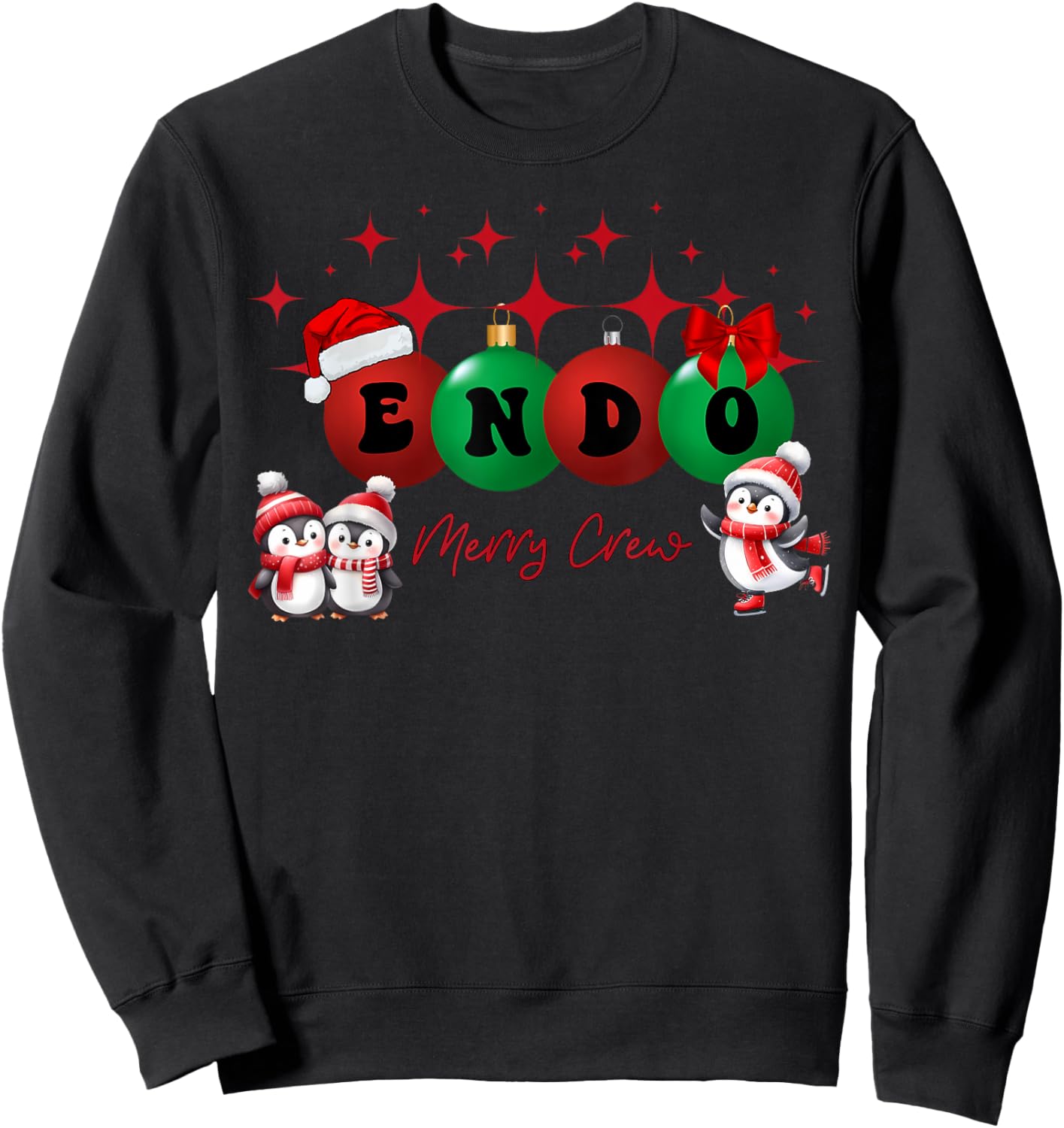 Christmas Endo Crew Endoscopy Nurse GI Colonoscopy Penguin Sweatshirt - Sweatshirt | Black