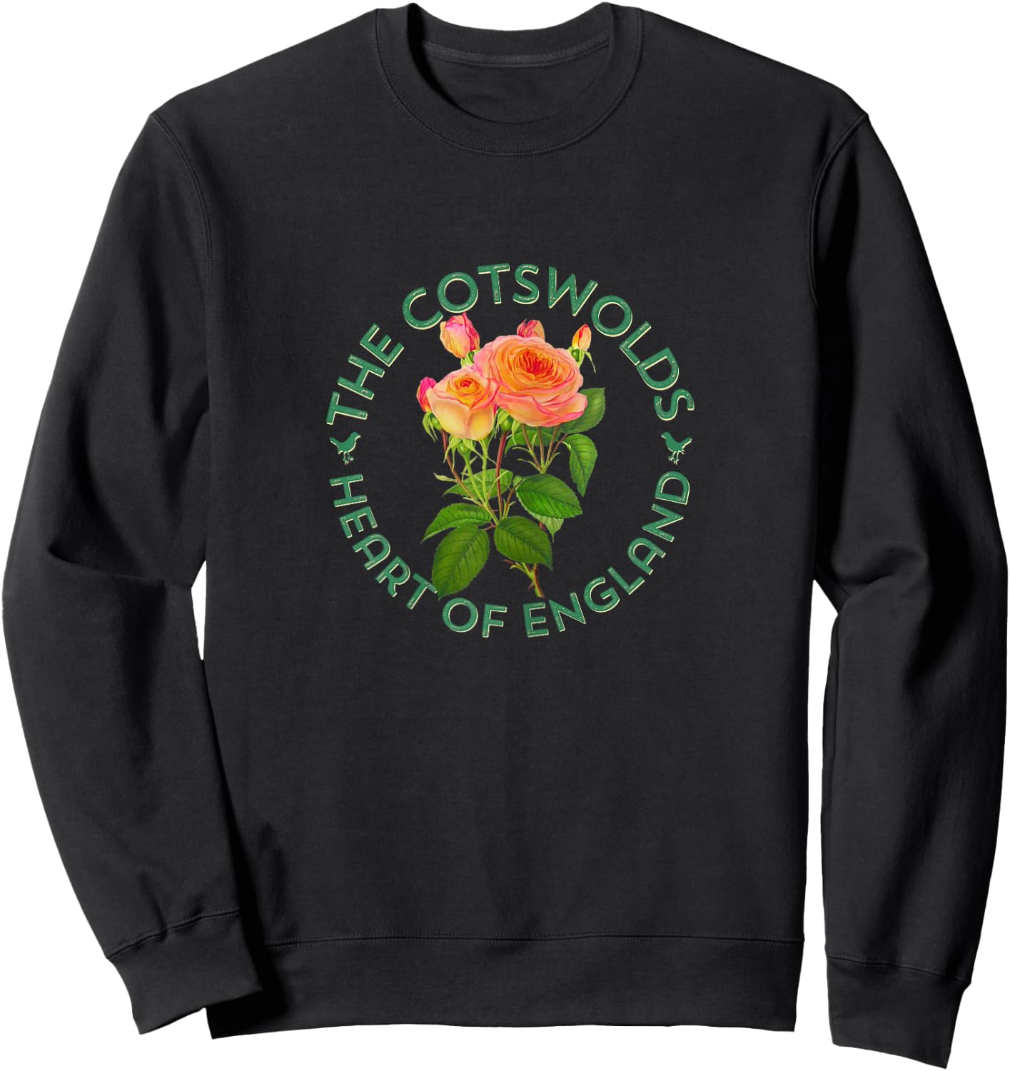 The Cotswolds England UK Roses Girl's Women Gardener's Sweatshirt - Sweatshirt | Black